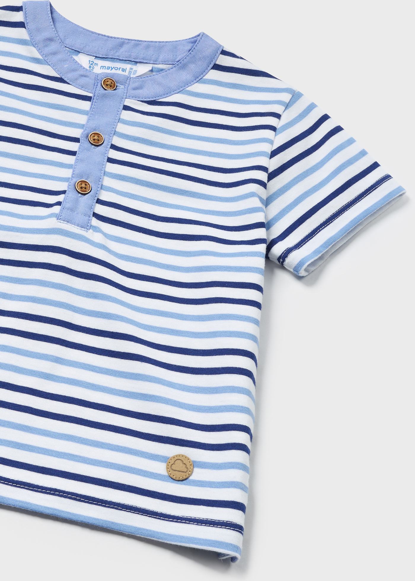Baby Striped Grandad Collar T-Shirt Better Cotton