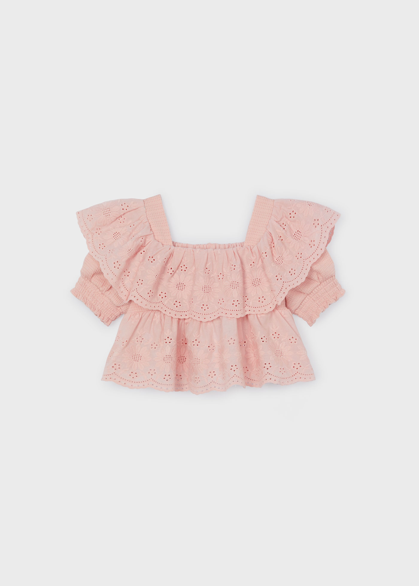 Girl Embroidered Ruffle Blouse