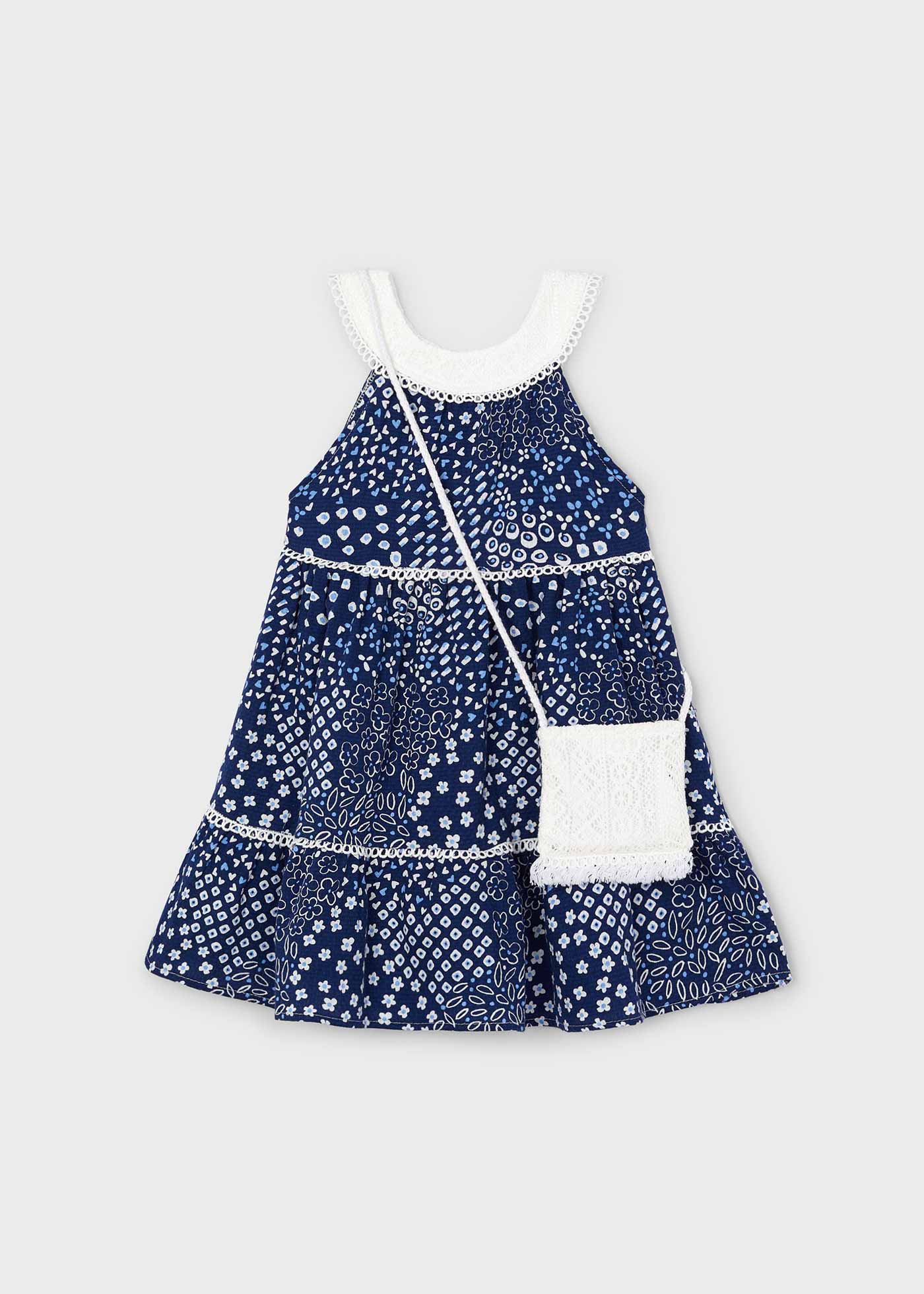 Girl Guipure Dress with Bag