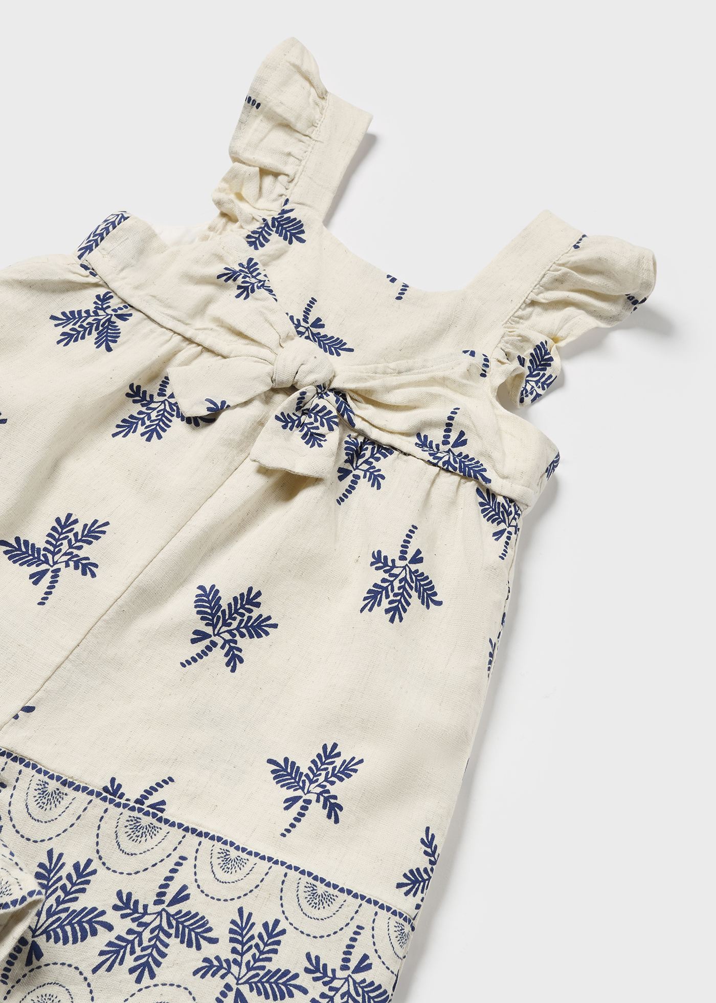 Baby linen romper palm print