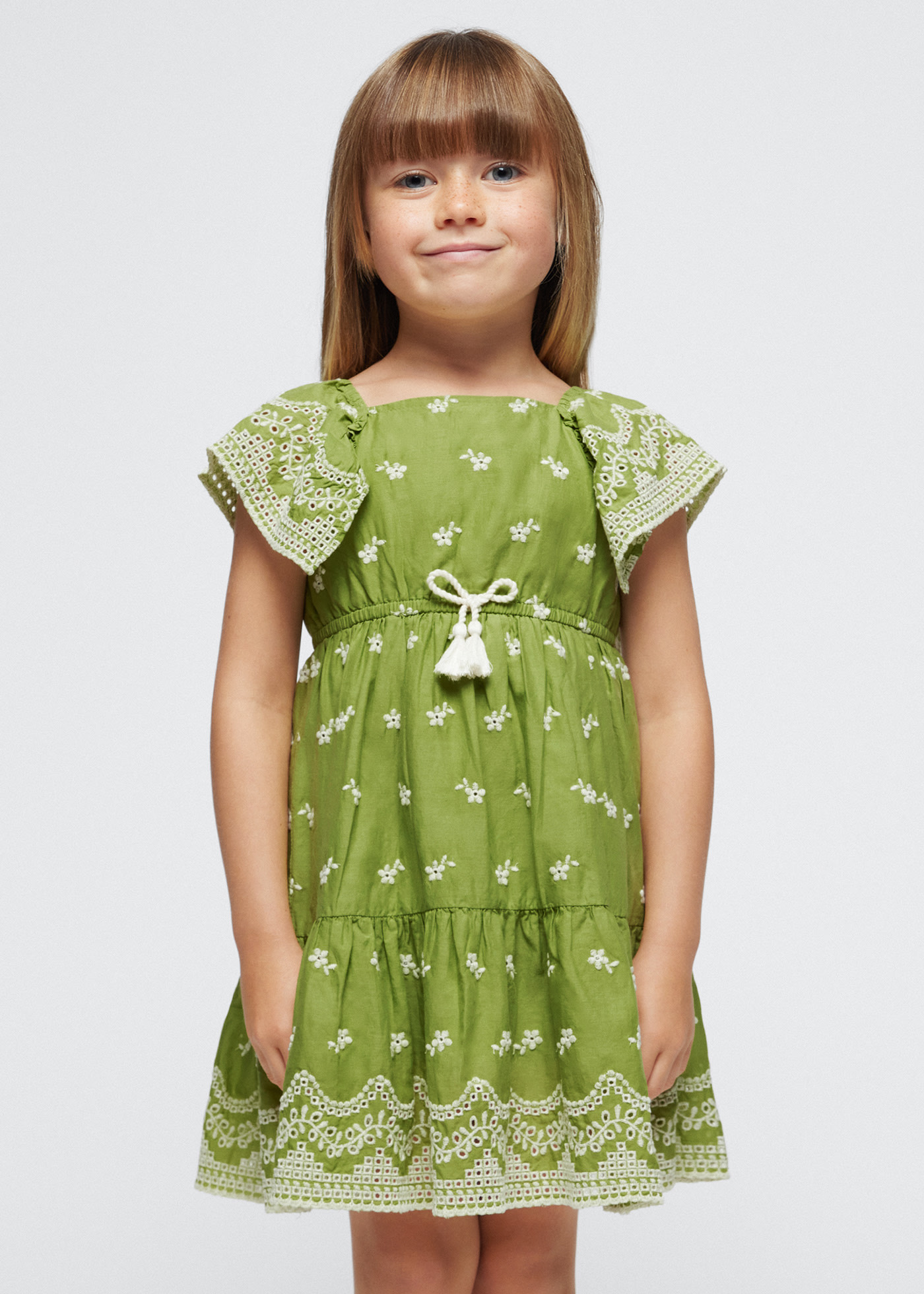 Girl Embroidered Contrast Dress