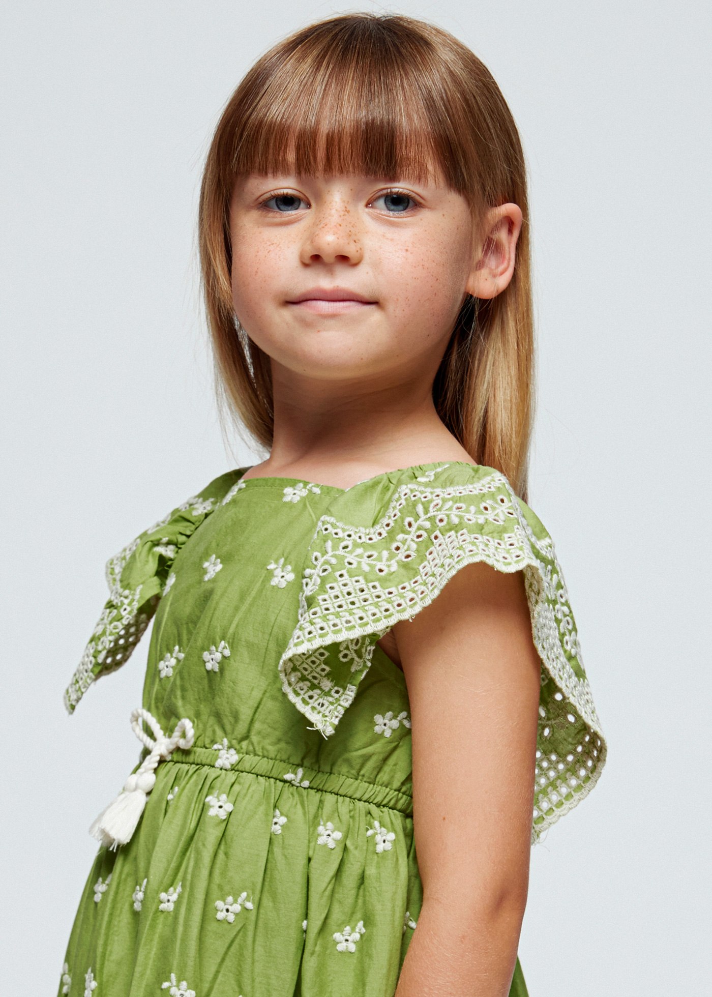 Girl Embroidered Contrast Dress