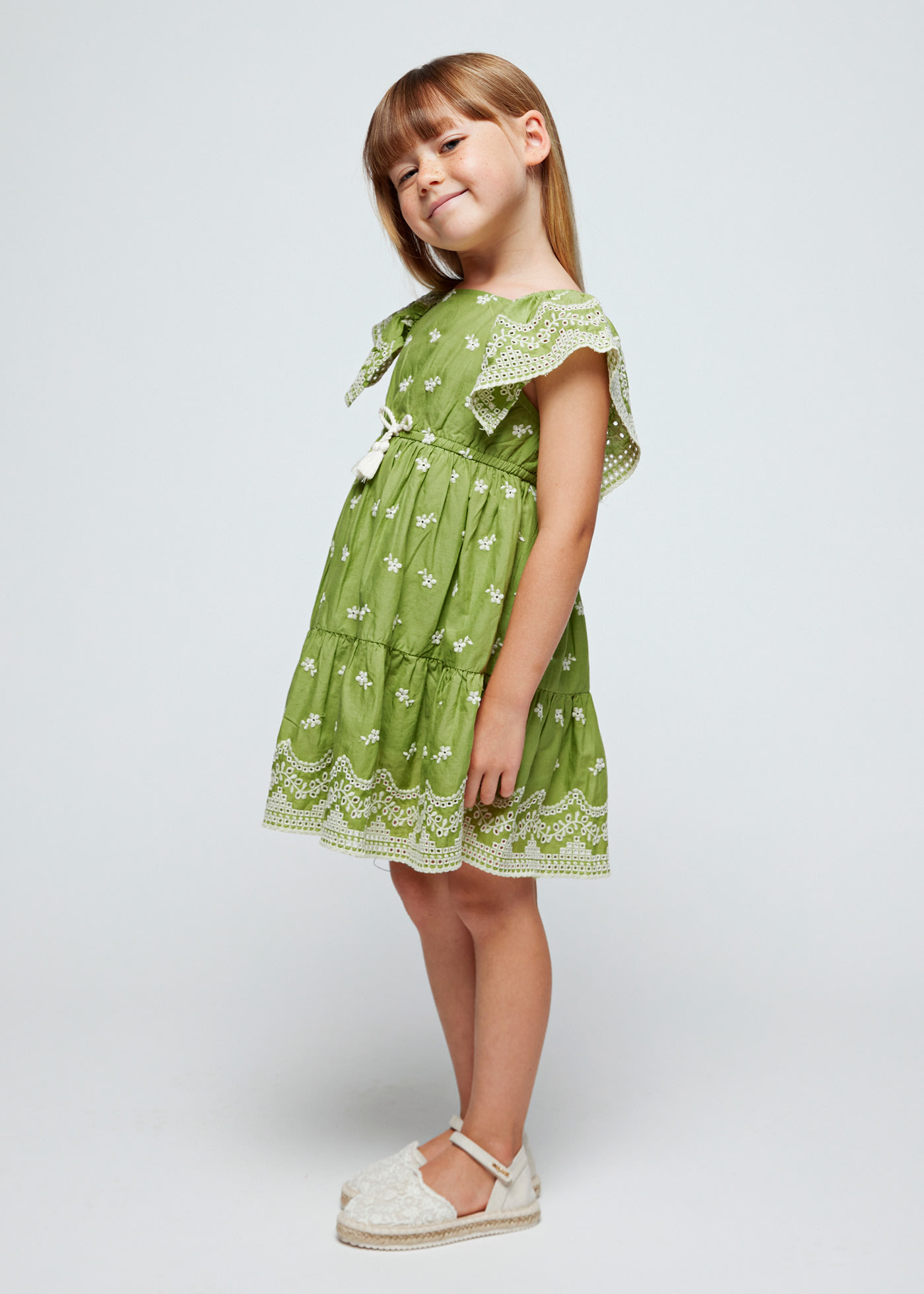 Girl Embroidered Contrast Dress