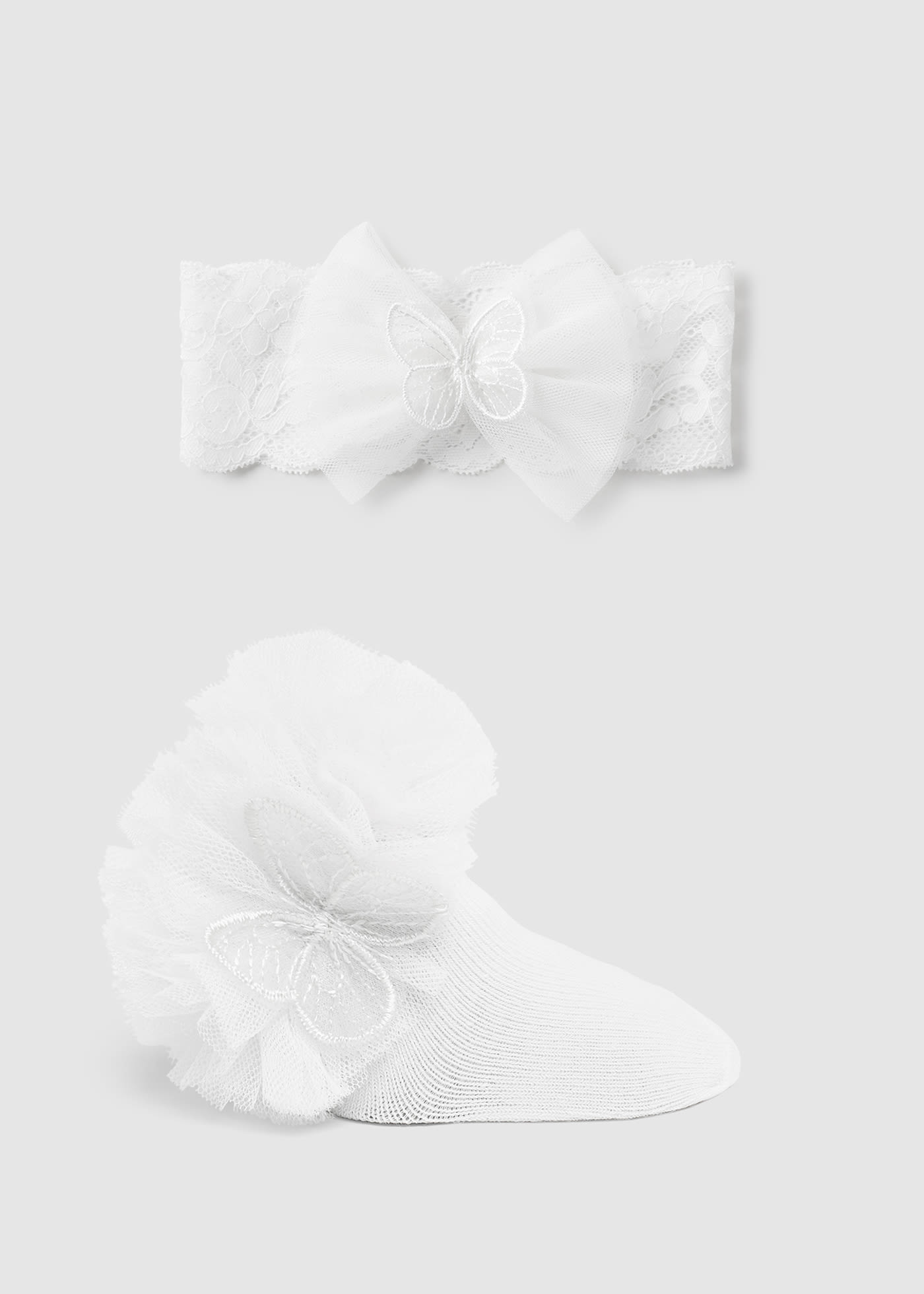 Newborn Bow Socks and Headband Set Organic Cotton