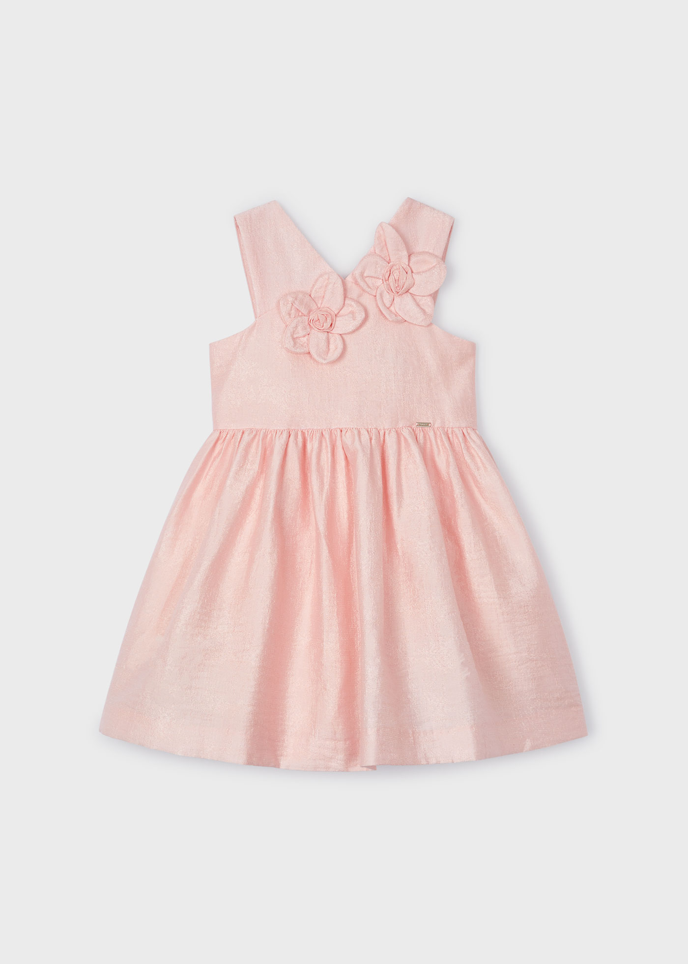 Girls linen embossed flower dress Nude | Mayoral ®