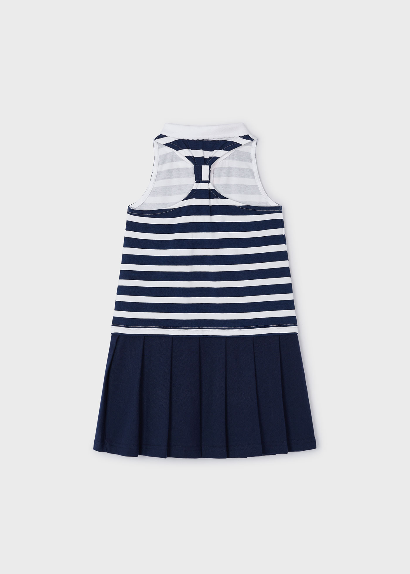 Girl Combined Dress with Polo Collar