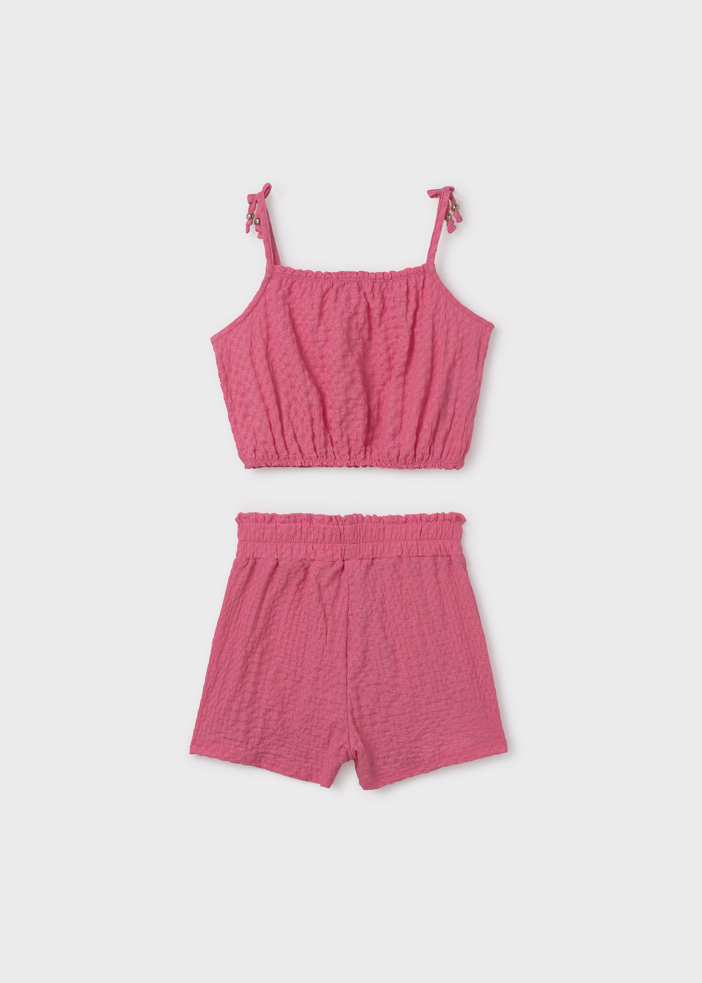 Girl Set with Knit Structured Shorts
