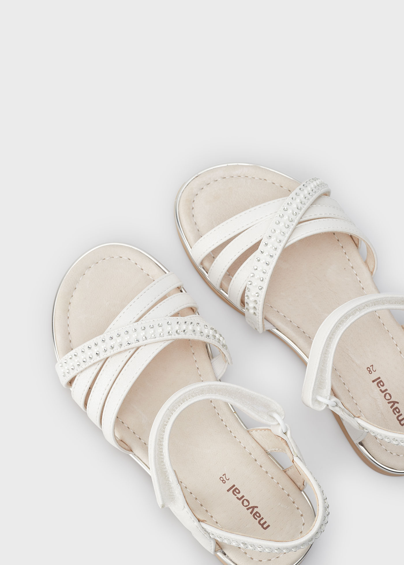 Girls strass sandals sustainable leather