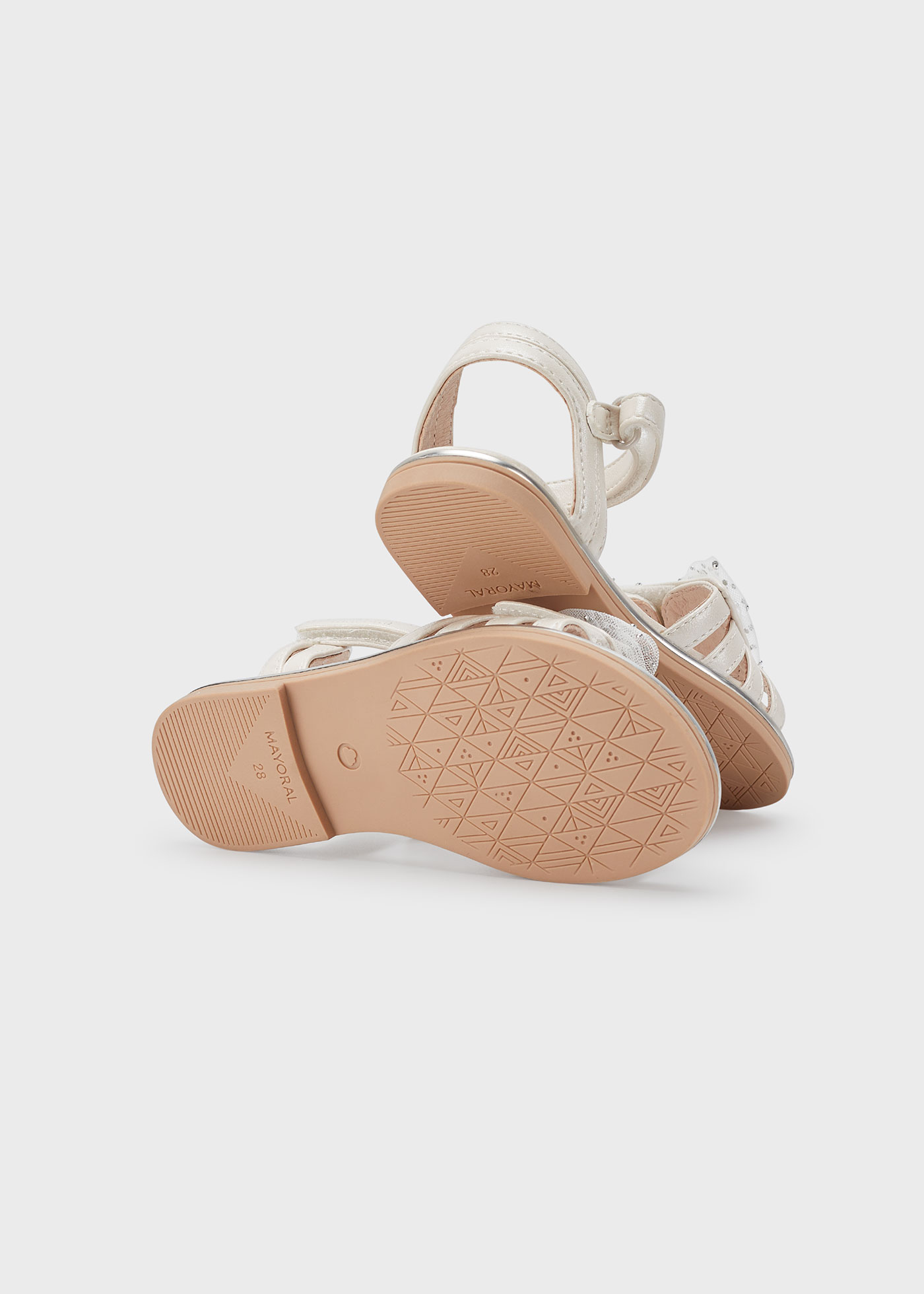 Sandali fiocco soletta pelle sostenibile bambina