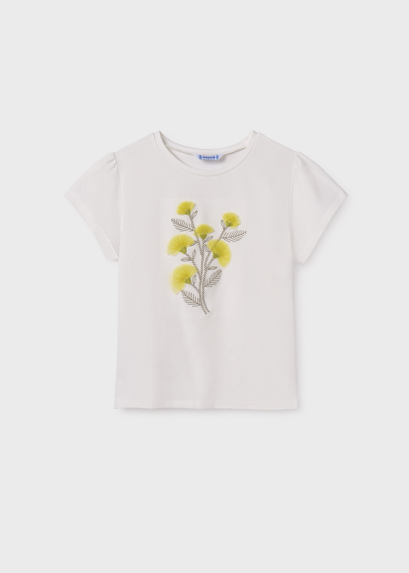 Camiseta flores bordadas chica