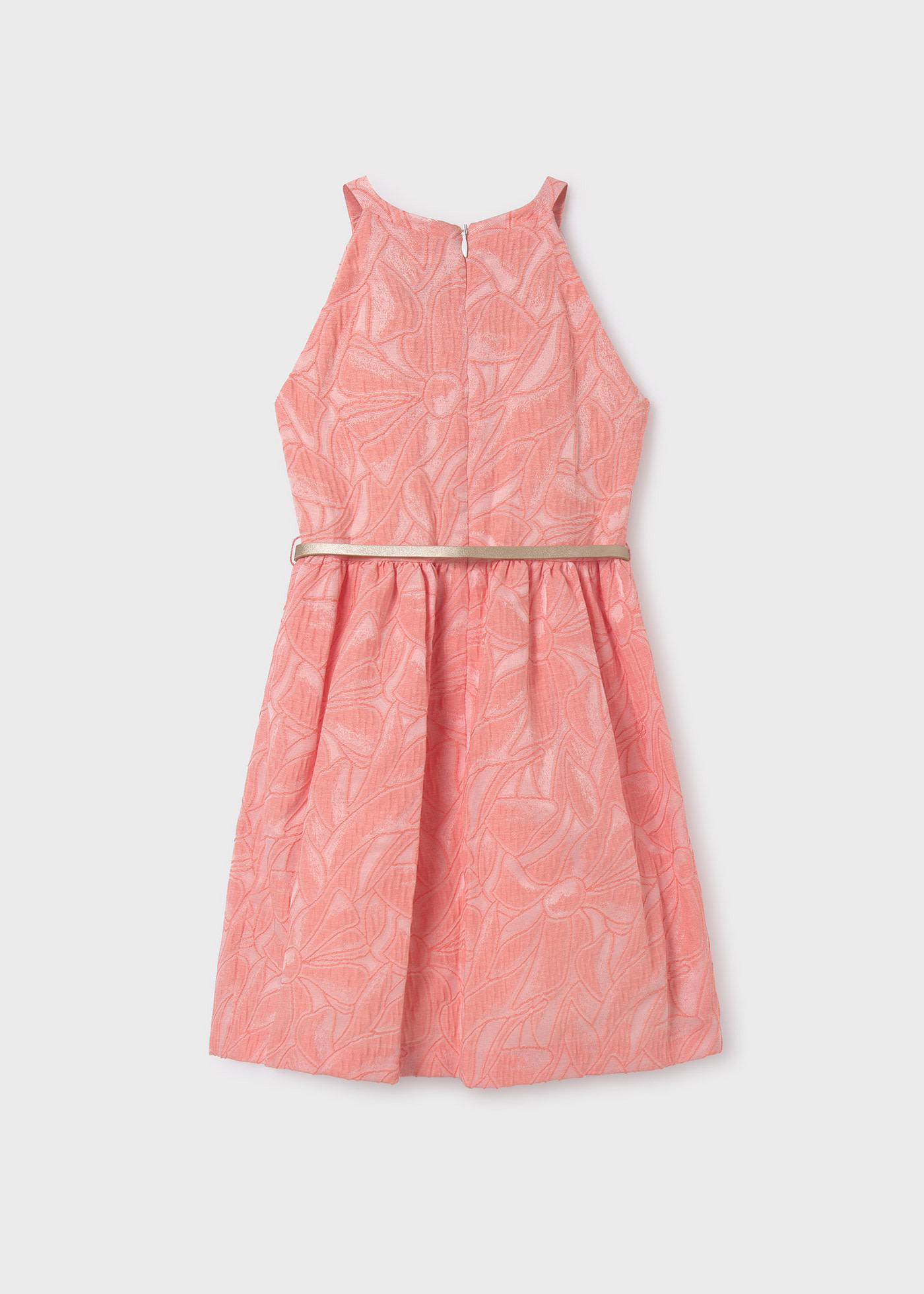 Girls jacquard belted dress