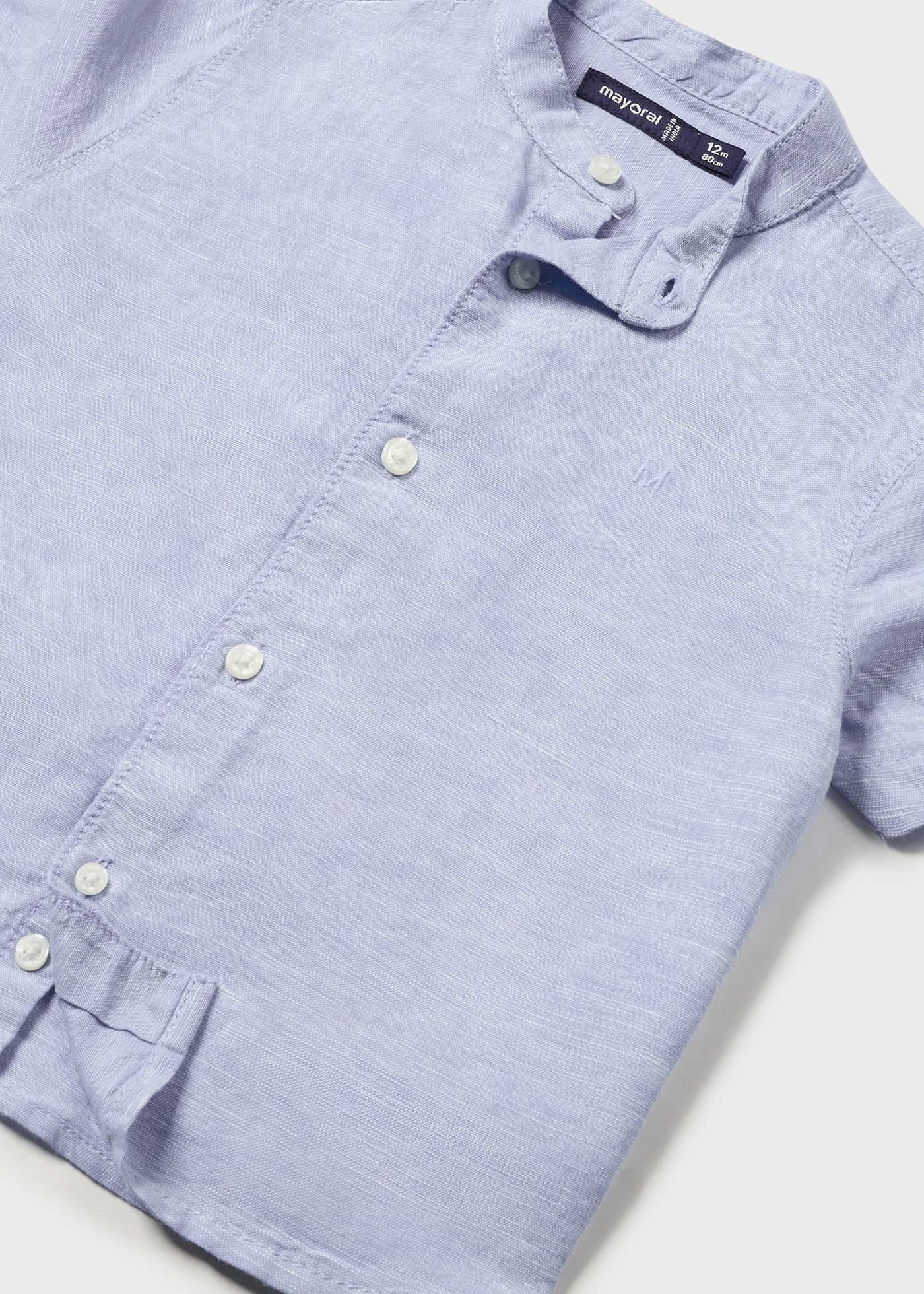 Baby linen shirt mandarin collar