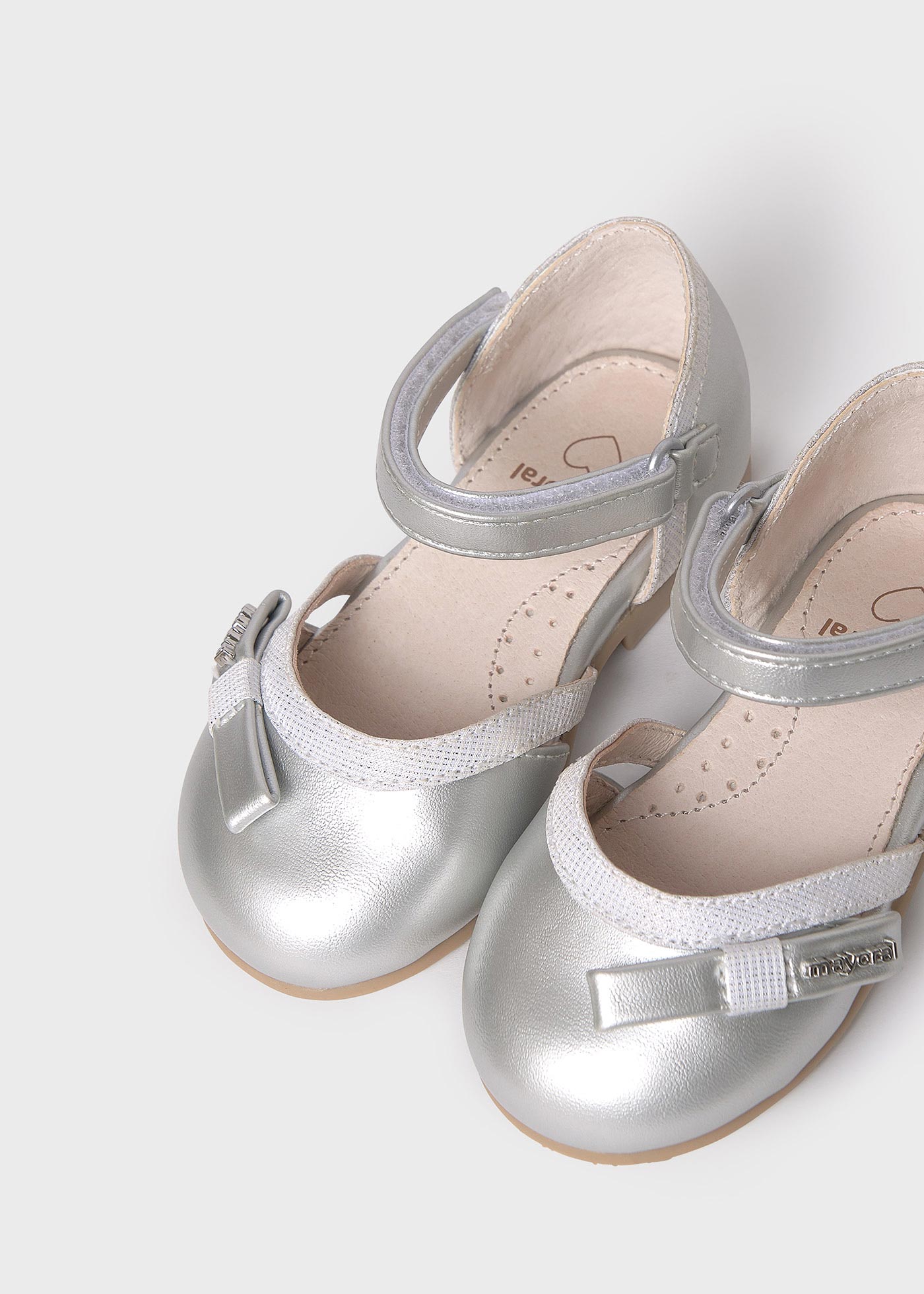 Ballerine metallizzate aperte suola in pelle sostenibile neonata