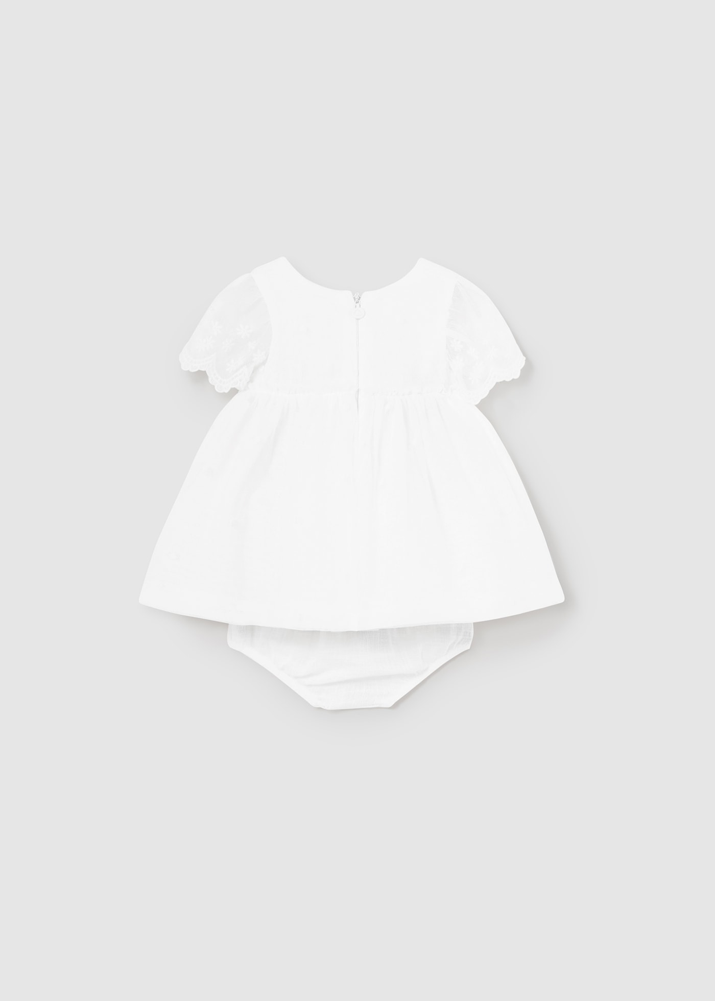 Newborn Tulle Embroidered Dress with Nappy Cover