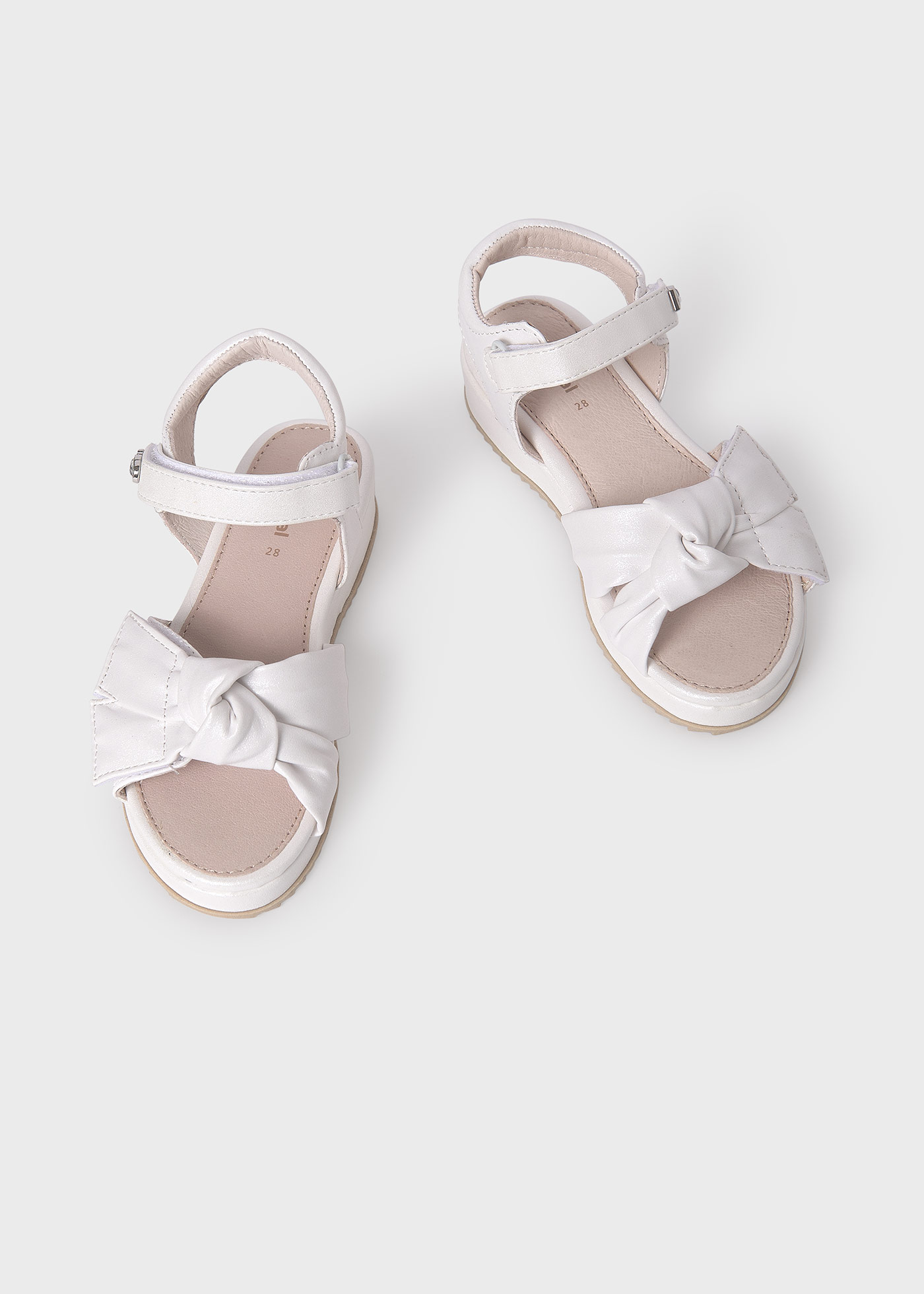 Girls bow sandals sustainable leather