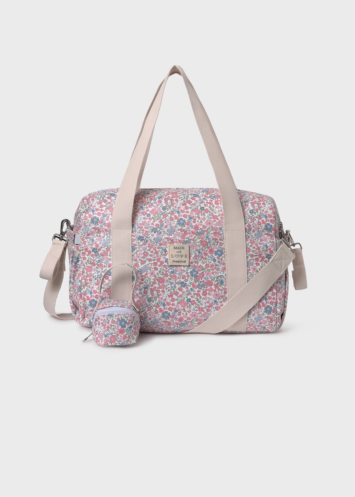 Bolso con accesorios estampado bebé