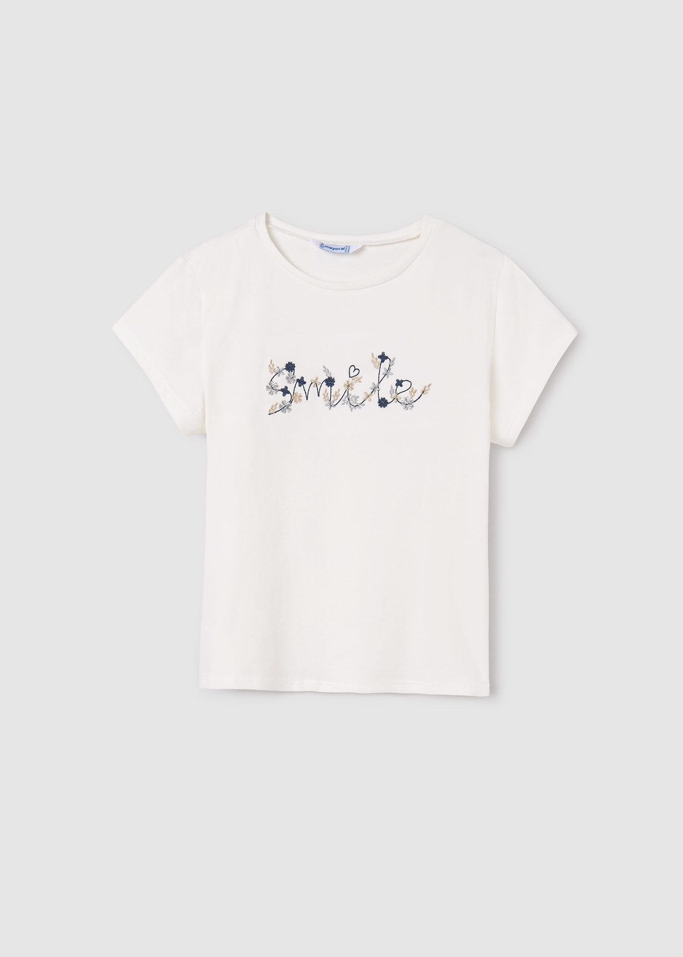 Camiseta texto bordado Better Cotton chica