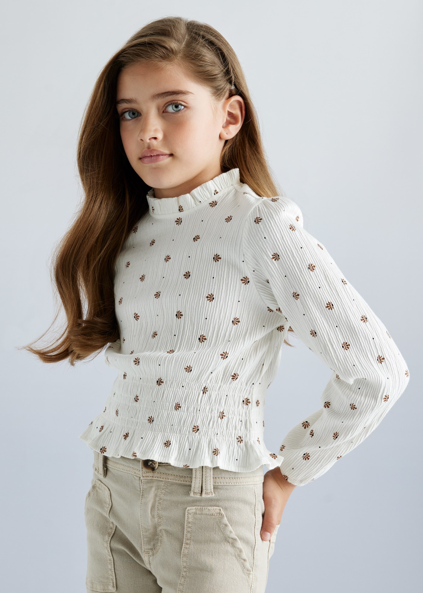 Girl Print Ruched Top