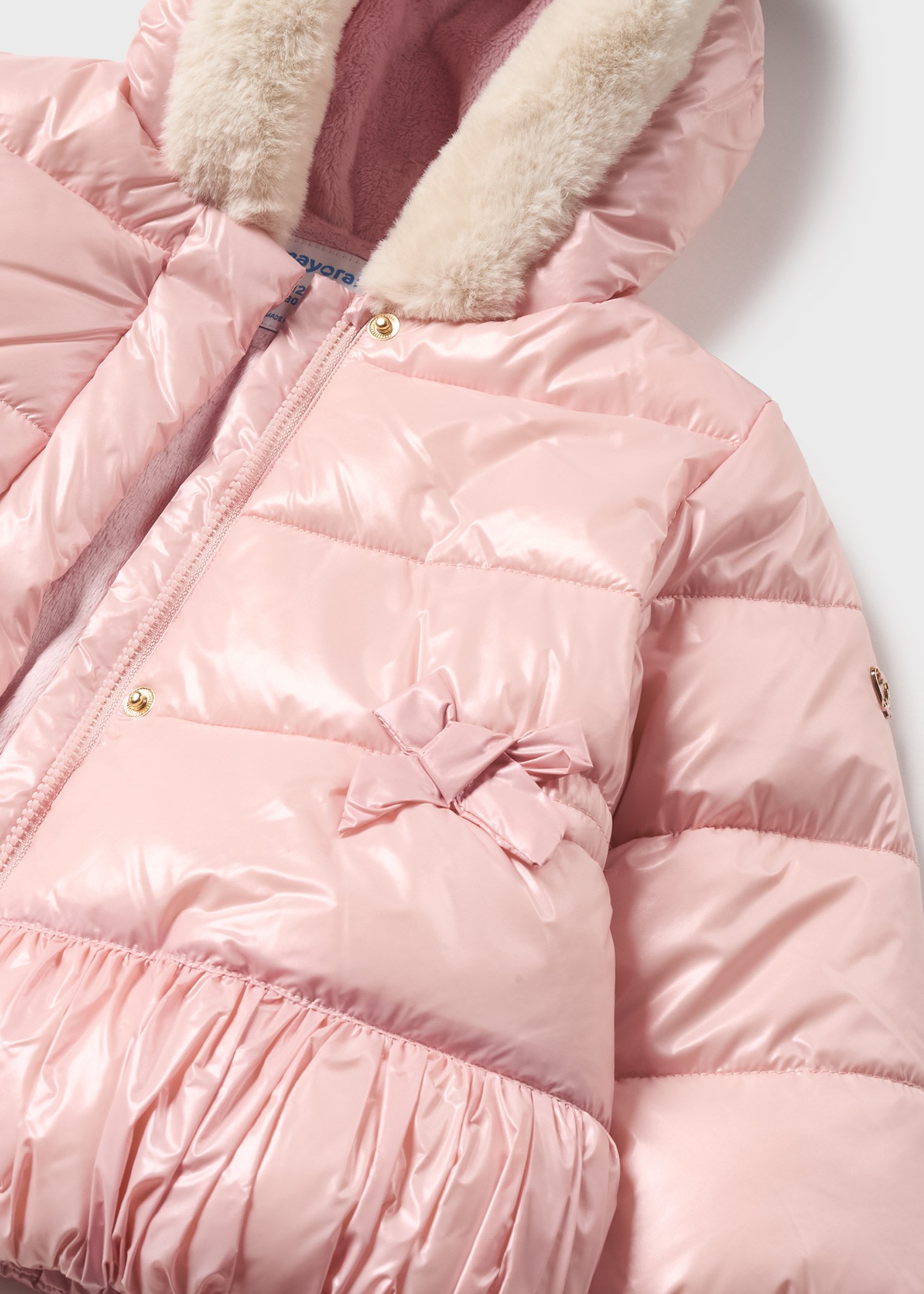 Manteau matelassé avec capuche fourrure bébé