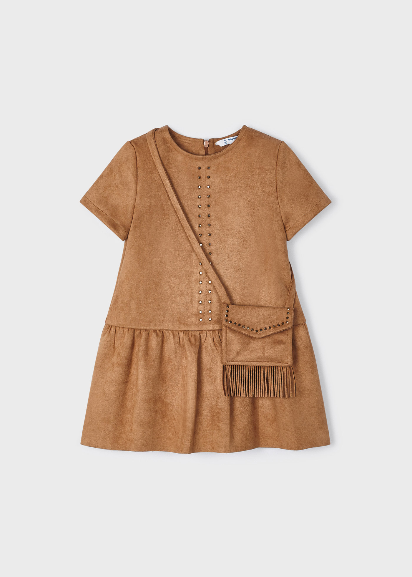 Girl Suede Dress with Crossbody Bag