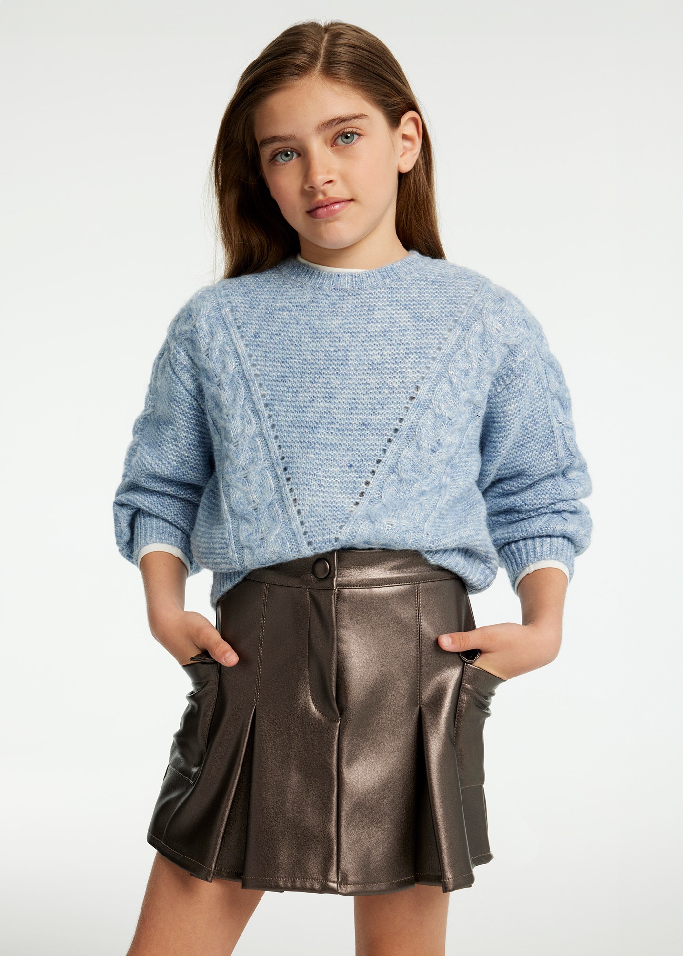 Girl Faux Leather Cargo Skirt