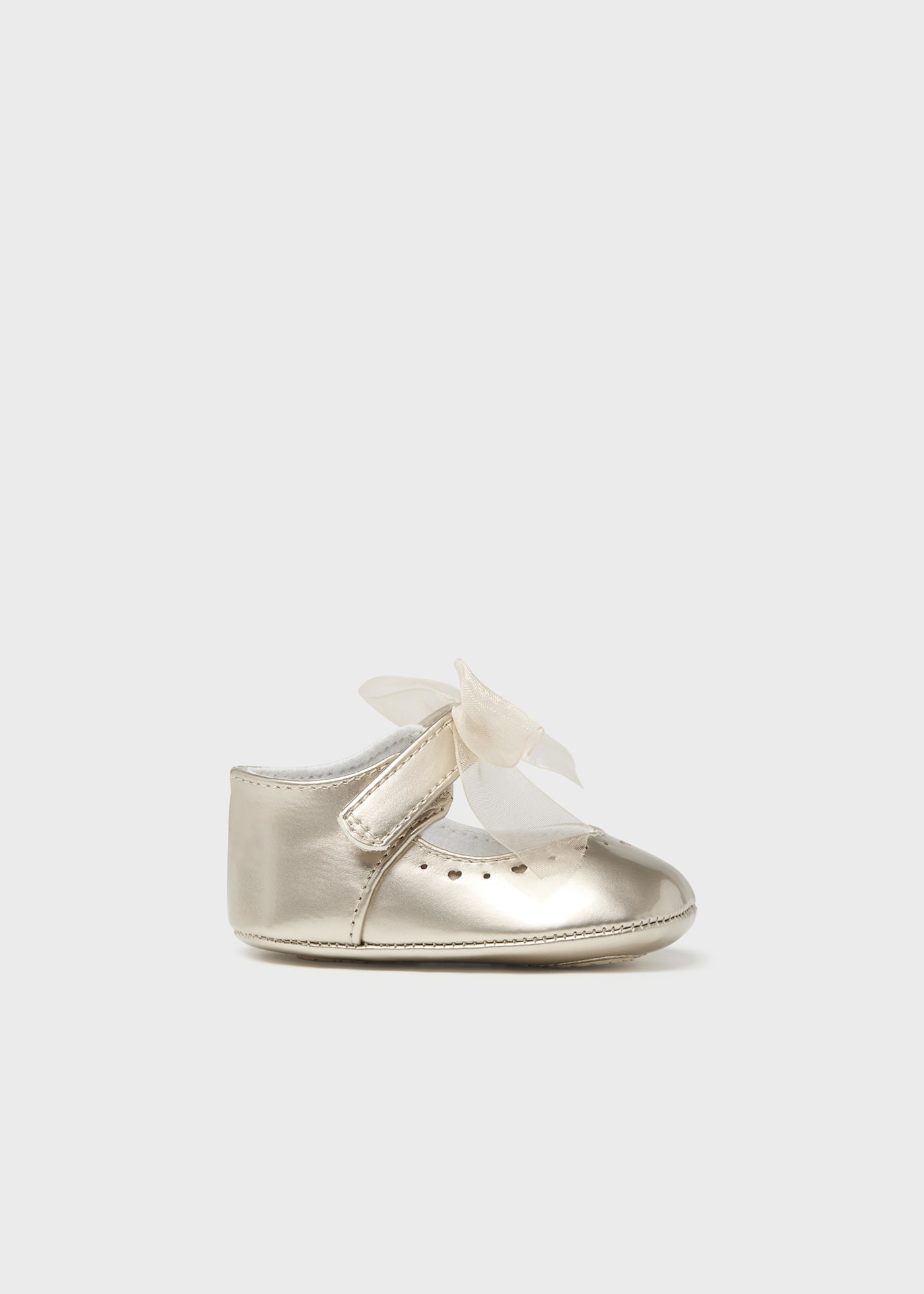 Newborn Girl Metallic Mary Janes with Bow