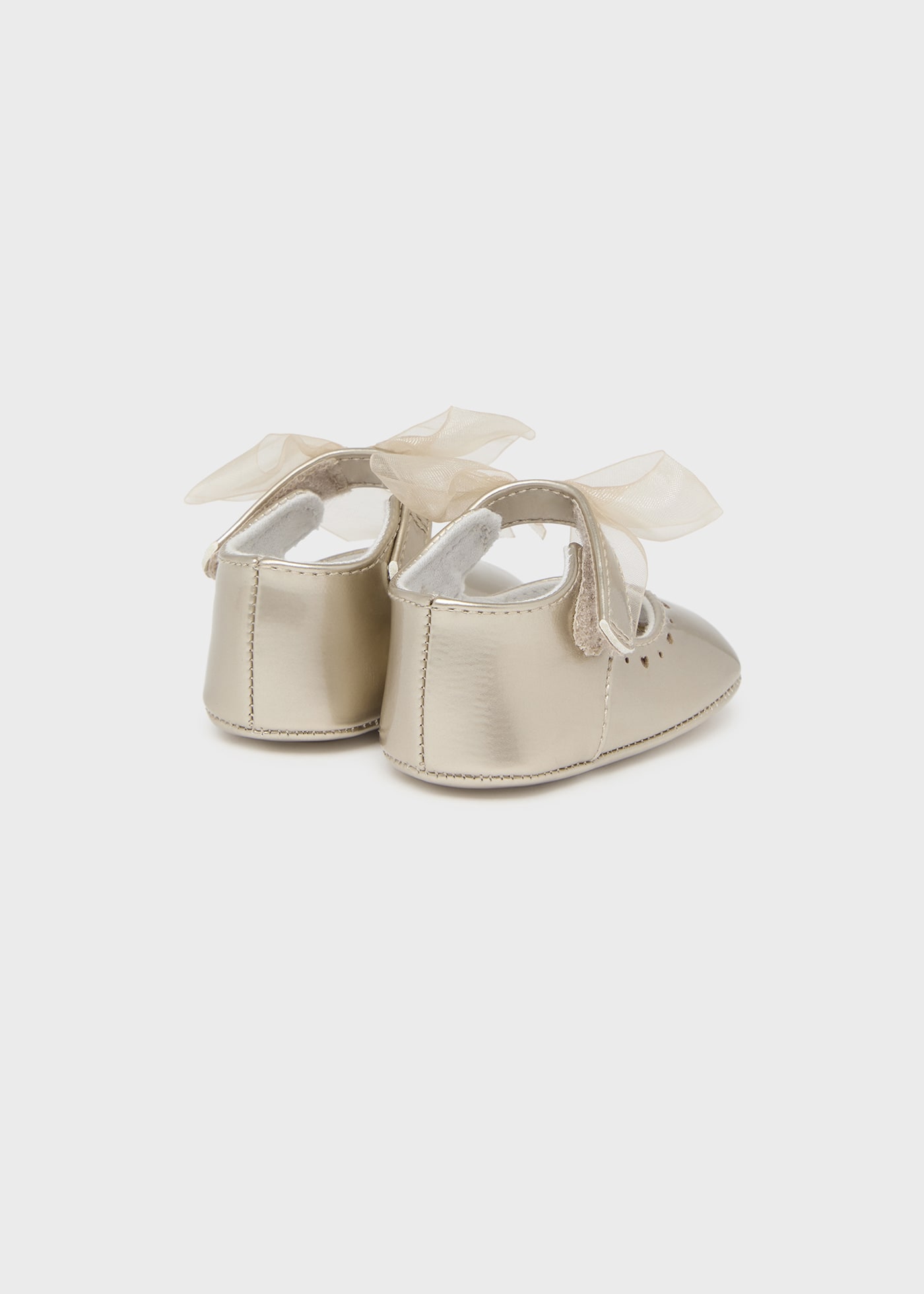 Newborn Girl Metallic Mary Janes with Bow