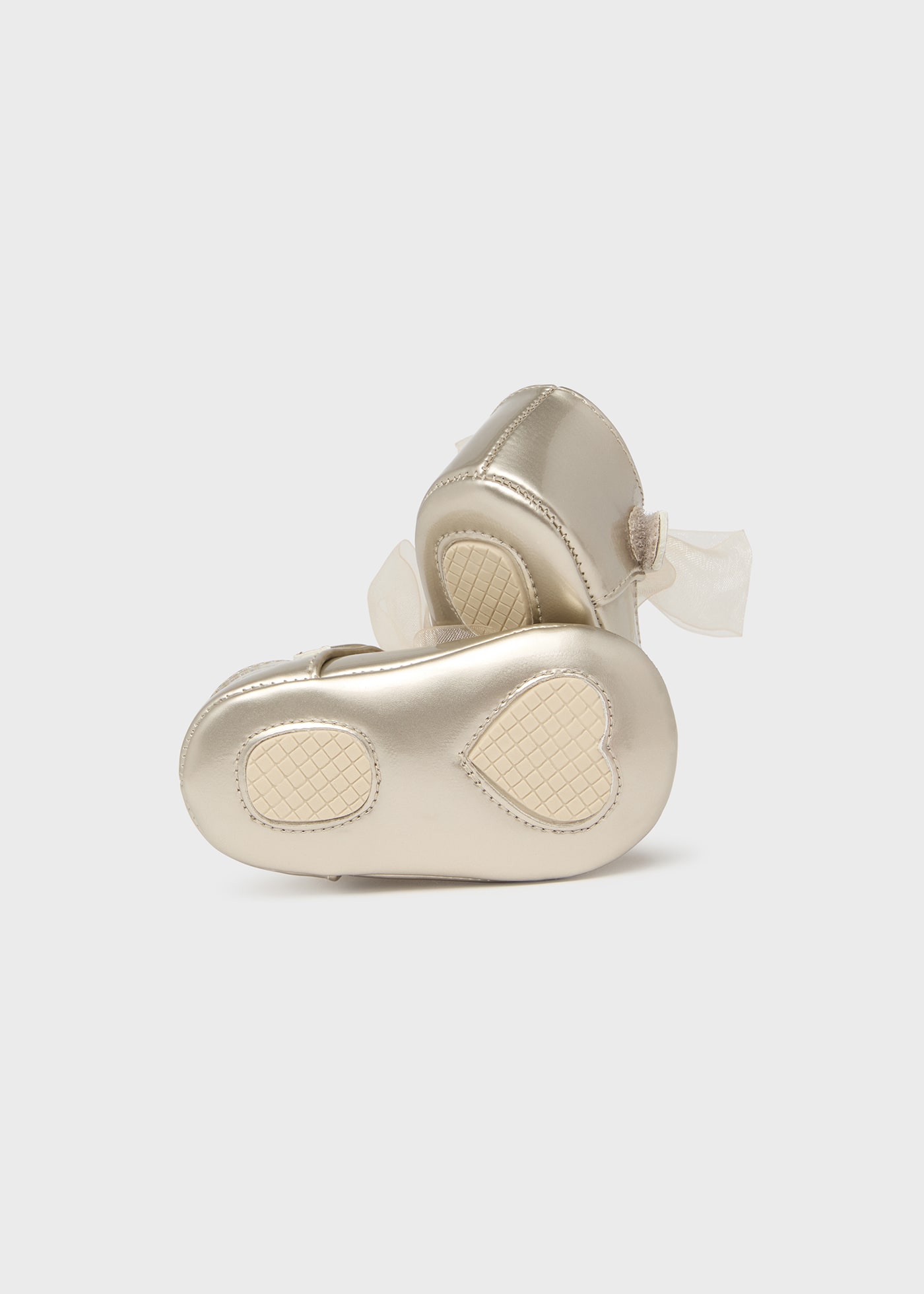 Newborn Girl Metallic Mary Janes with Bow