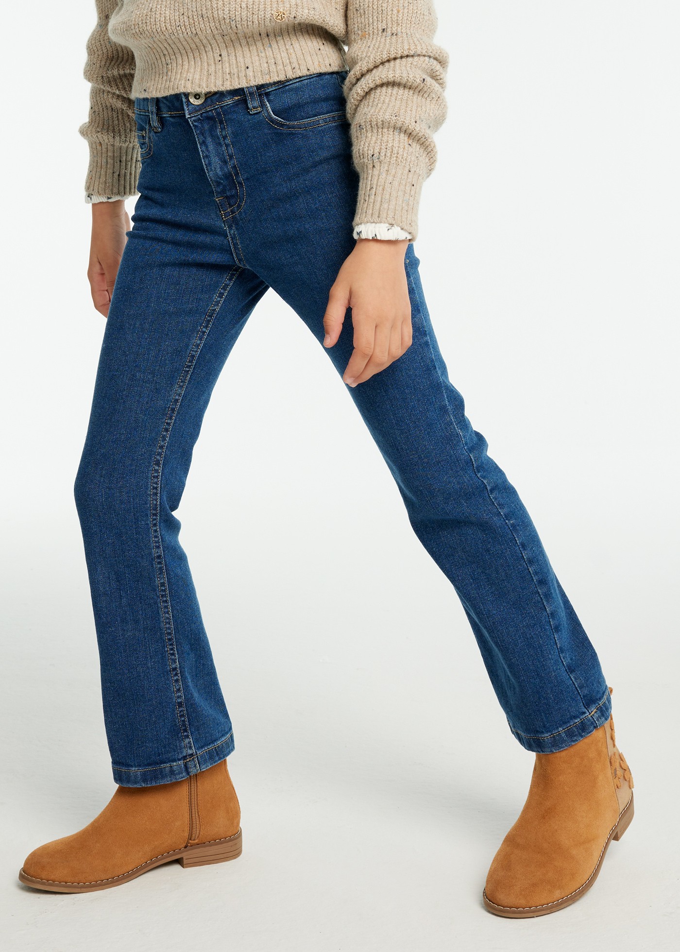 Pantalon évasé en denim basique fille