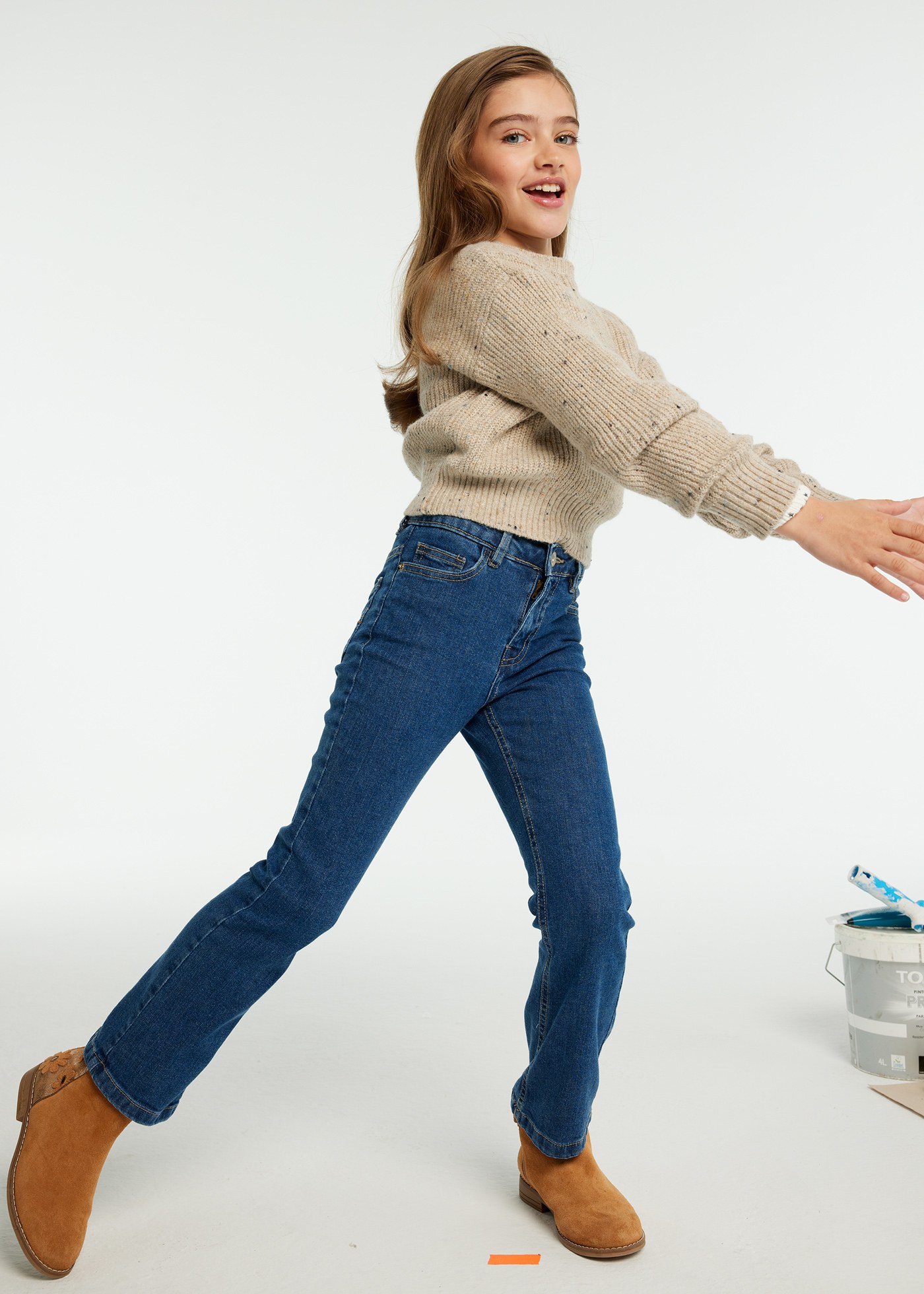Pantalon évasé en denim basique fille