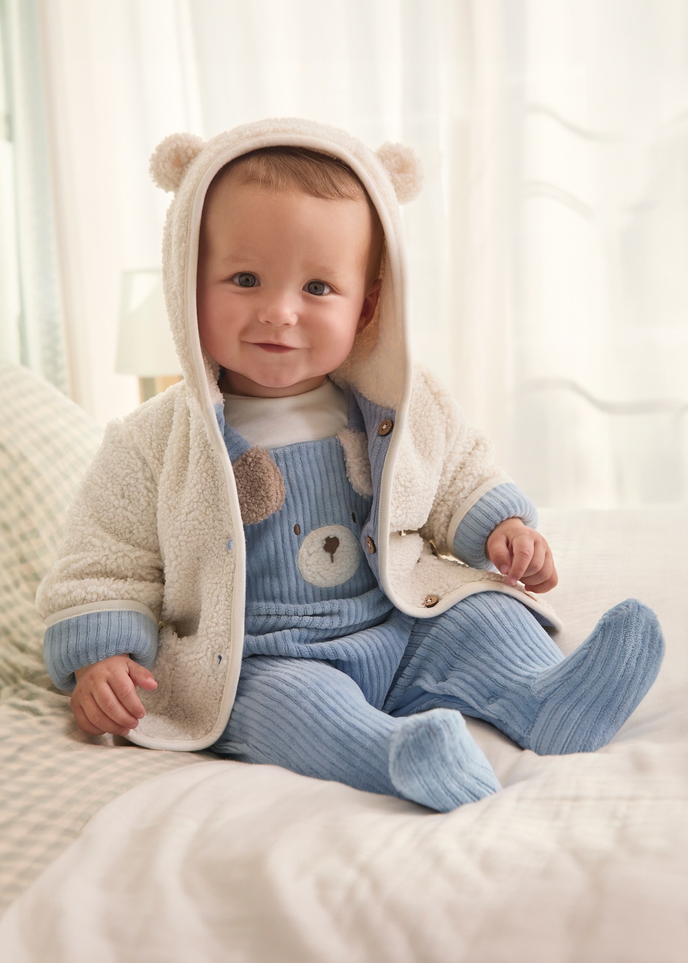 Newborn Boy Reversible Faux Sheepskin Coat