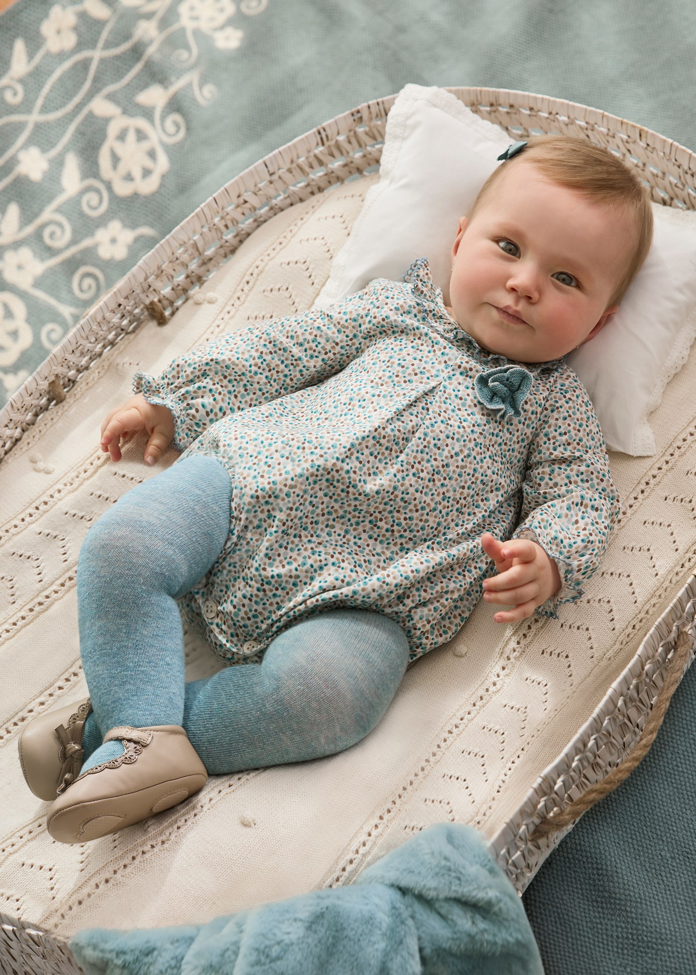 Newborn Girl Leggings and Floral Romper Set Iceberg Mayoral