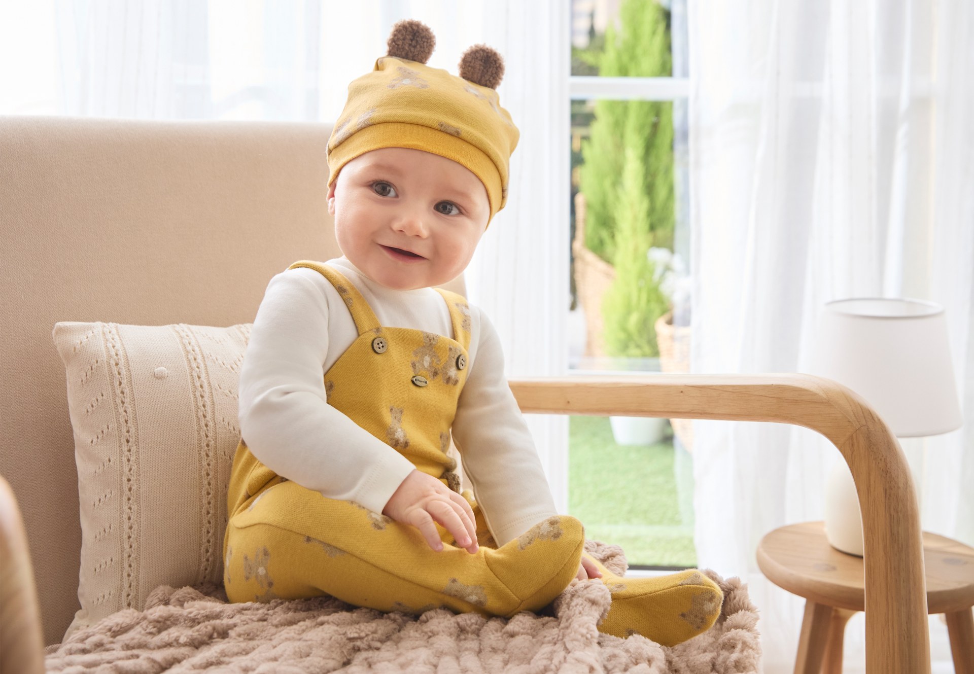 Newborn Boy Romper and Hat with Ears