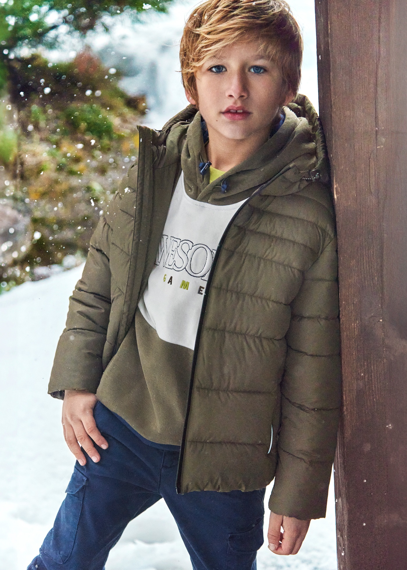 Boy Puffer Coat with Reflective Details