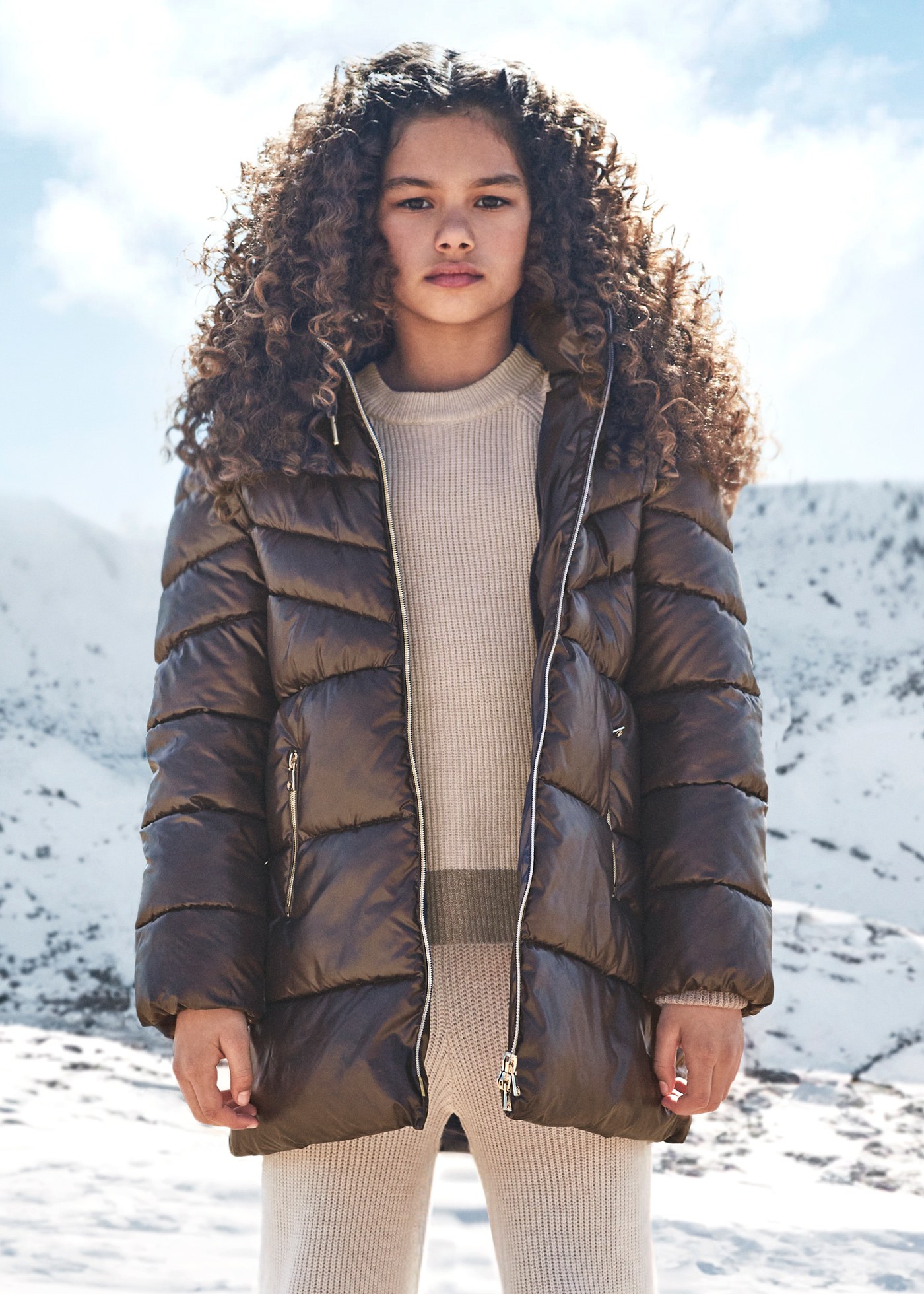 Lange Winterjacke glänzend Teenager Mädchen