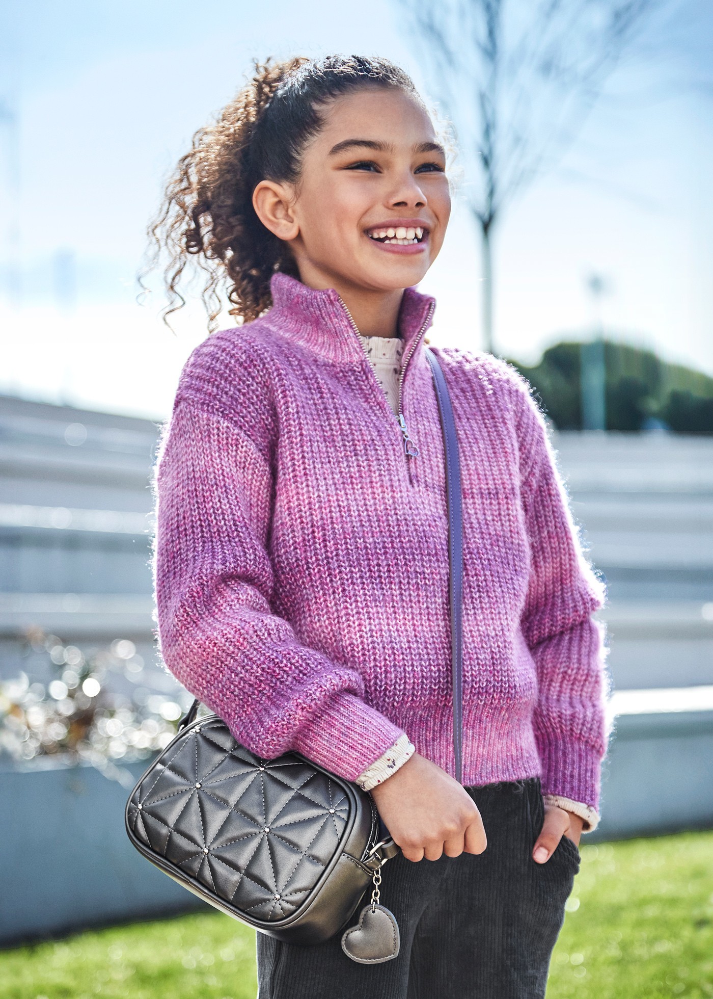 Girl Quarter Zip Gradient Sweater