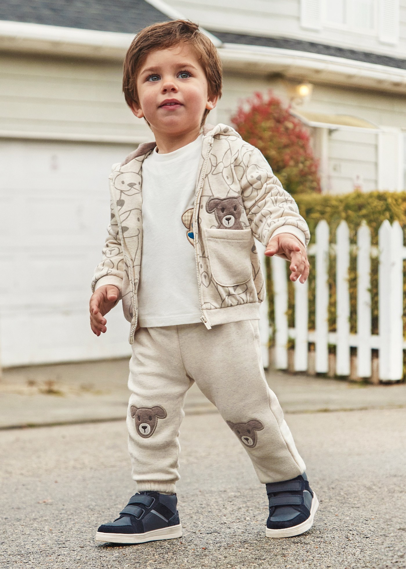 Tracksuit with 2 joggers dog motif for baby