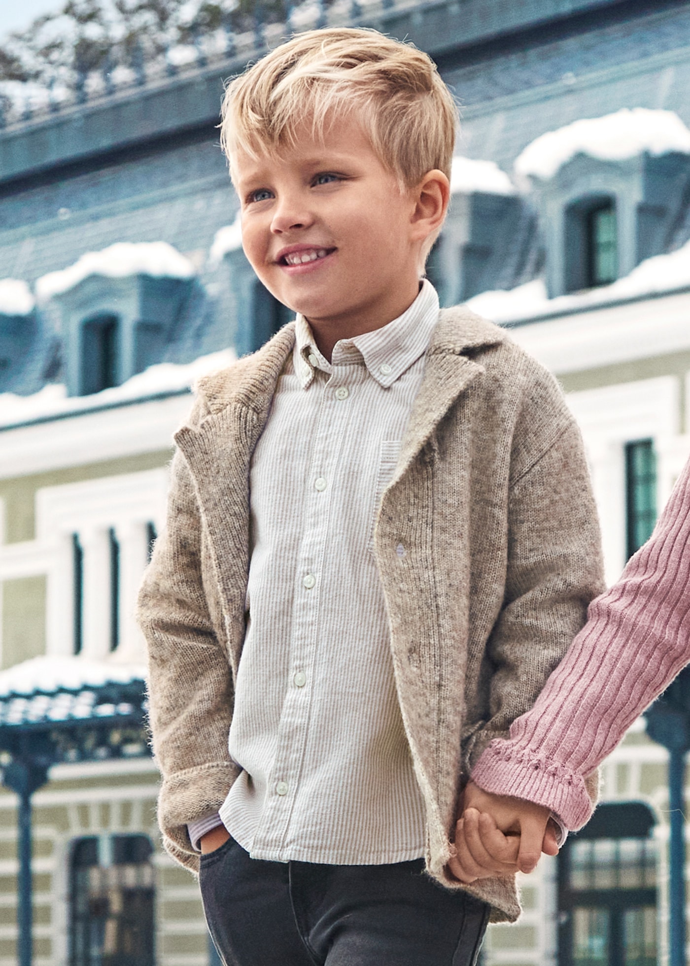 Boy Knit Lapel Collar Cardigan