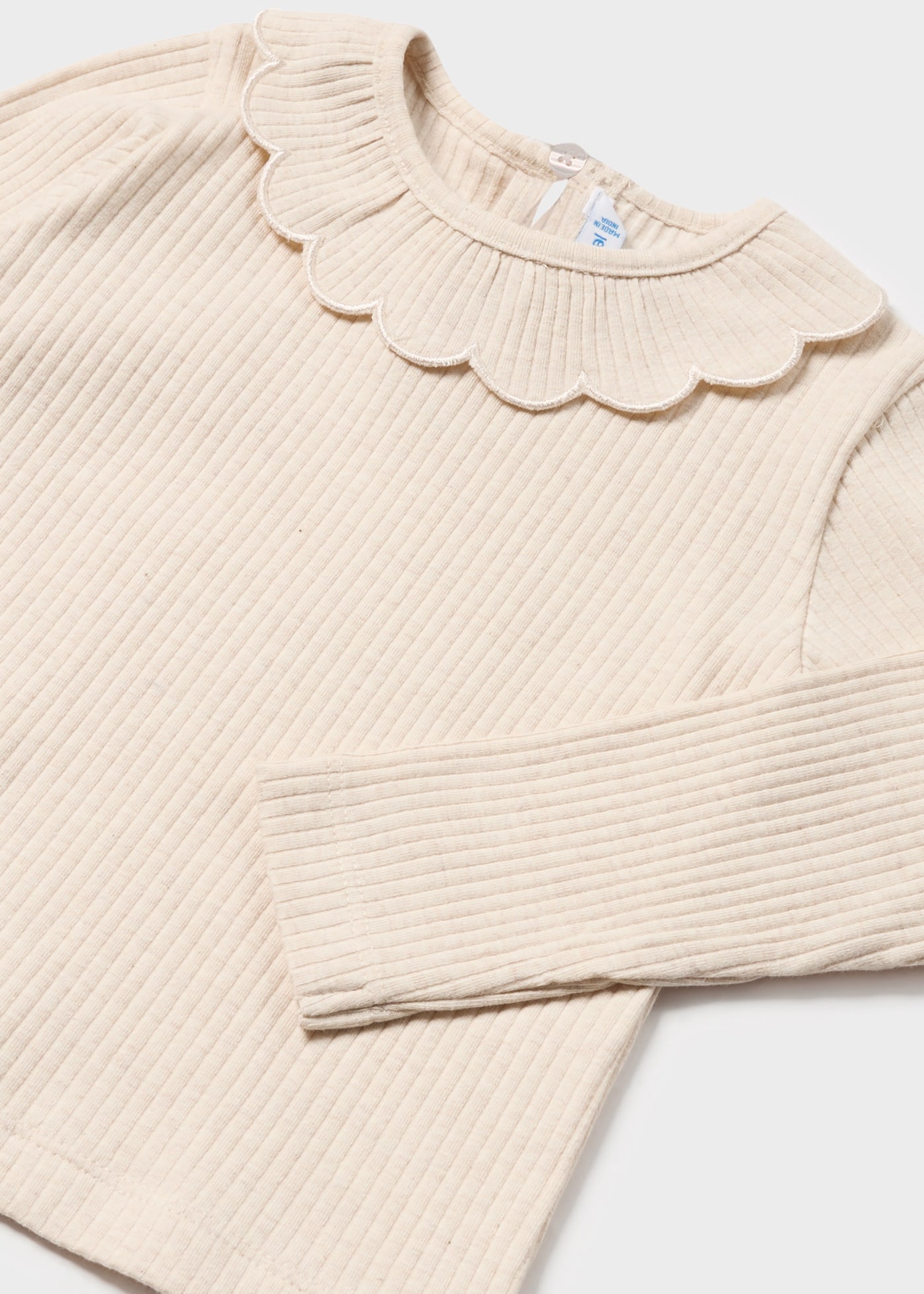 Tricou ripsuri guler volanas bebe