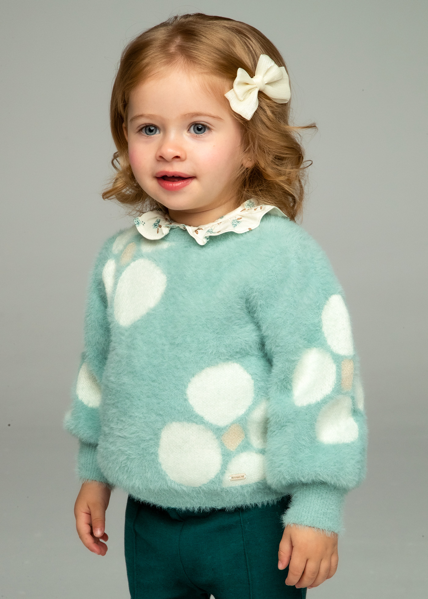 Pulover flori jacquard bebe