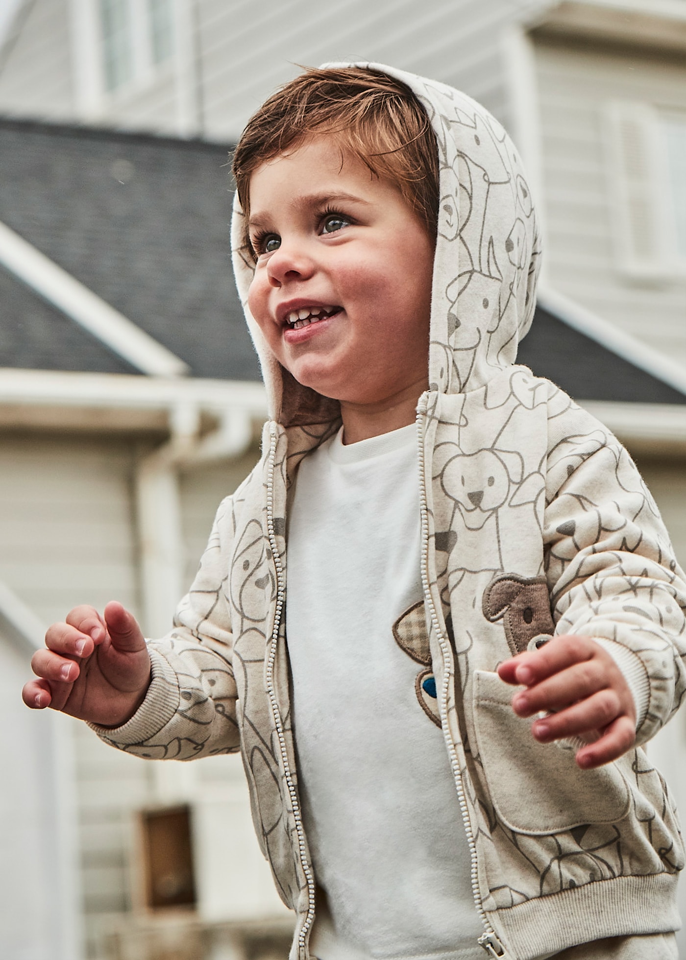 Tracksuit with 2 joggers dog motif for baby