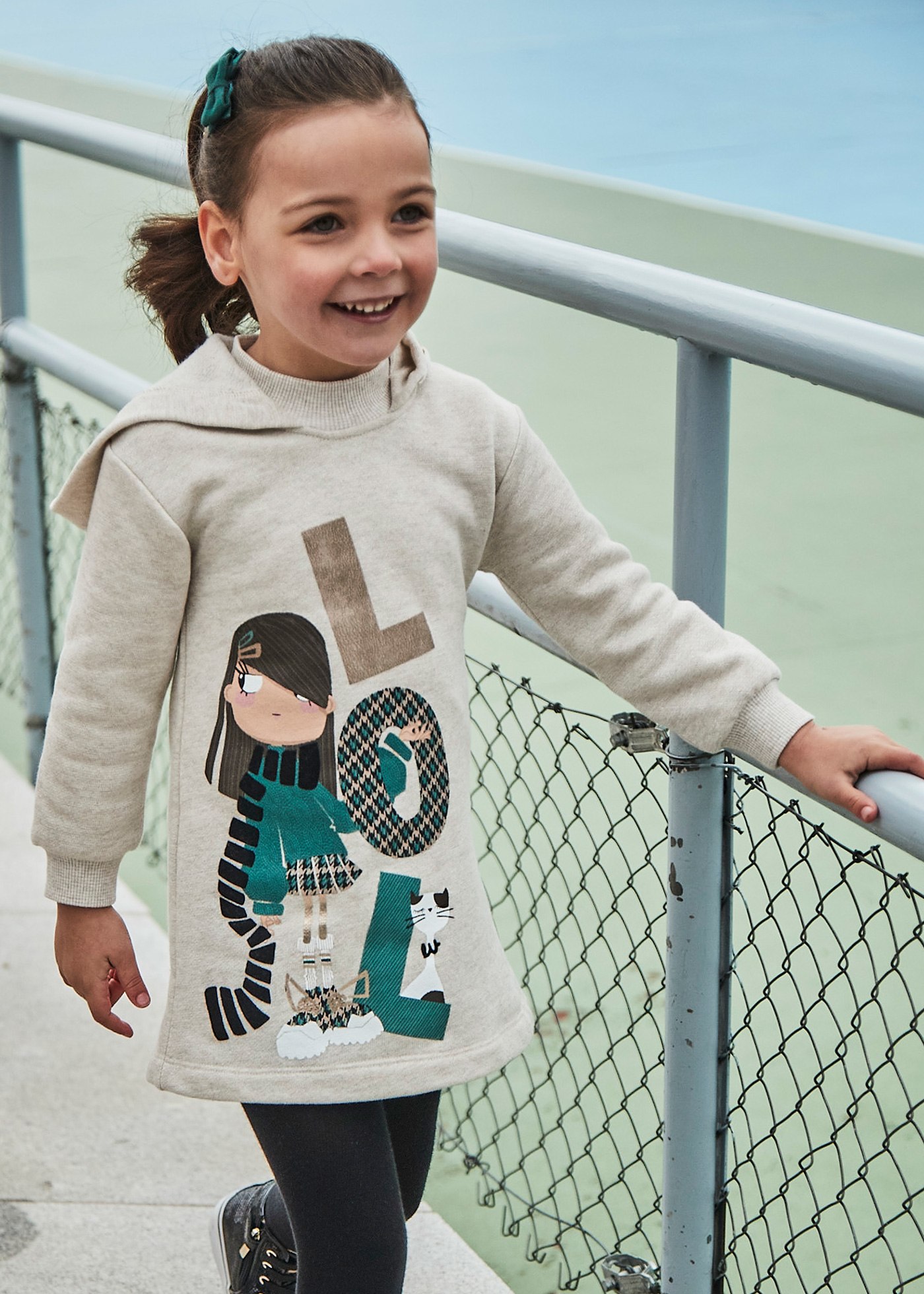 Girl Print Sweatshirt Dress