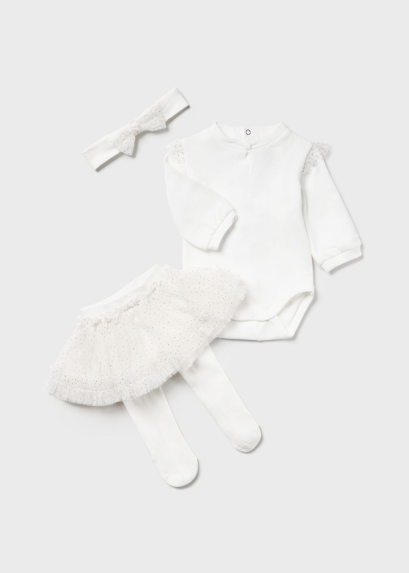 Completo 3 pezzi tulle neonata