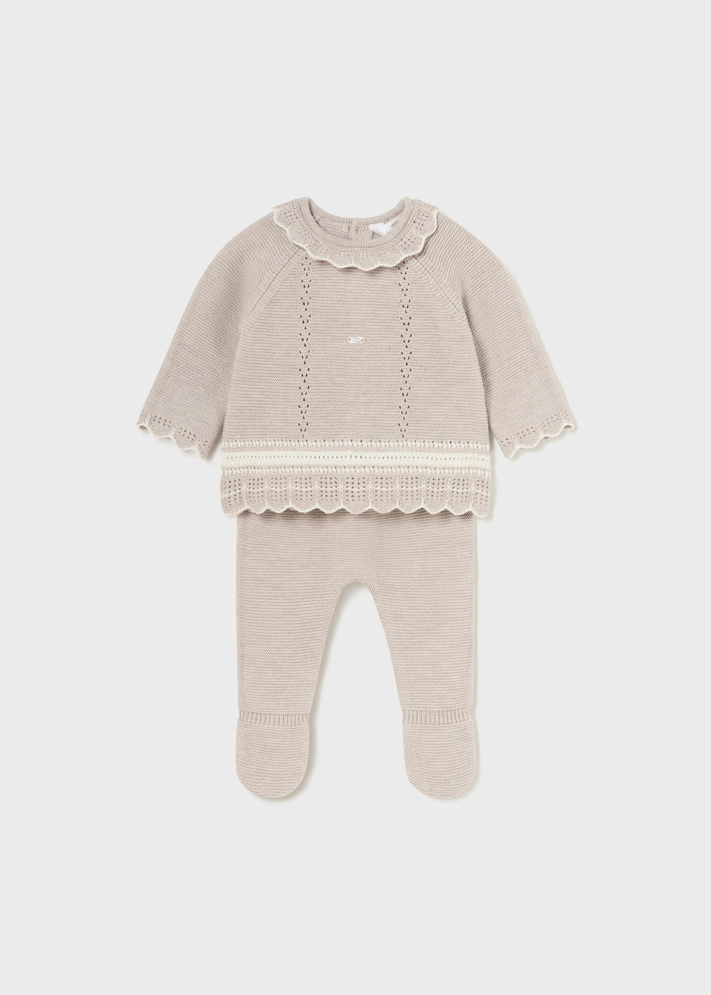 Ensemble guêtre et pull tricot nouveau-né