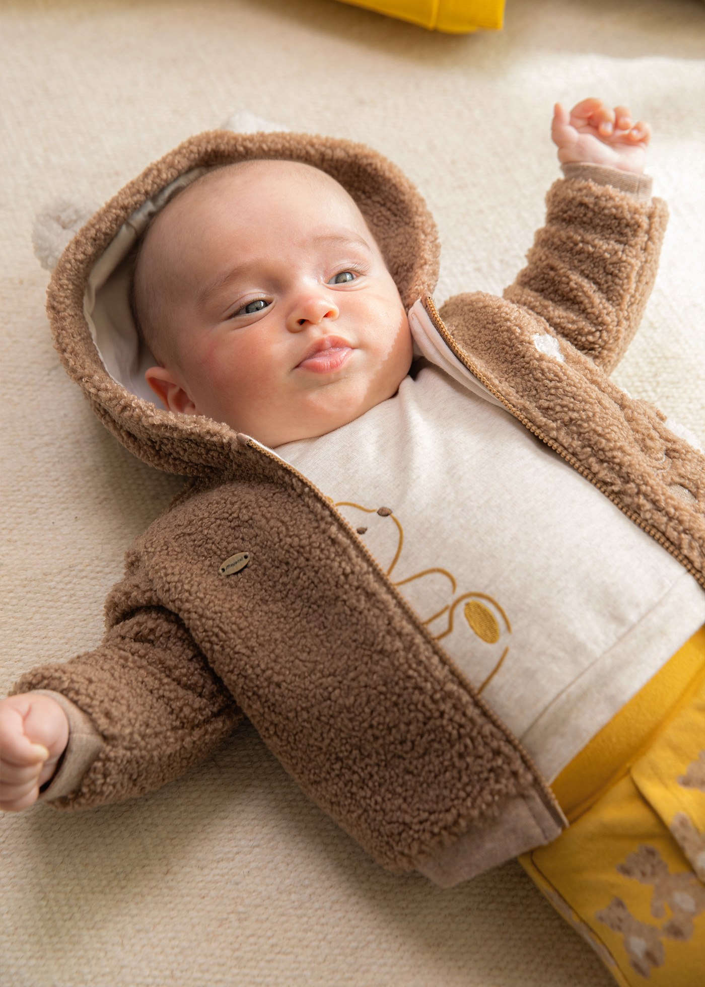 Newborn Boy Faux Sheepskin Zip Hoodie