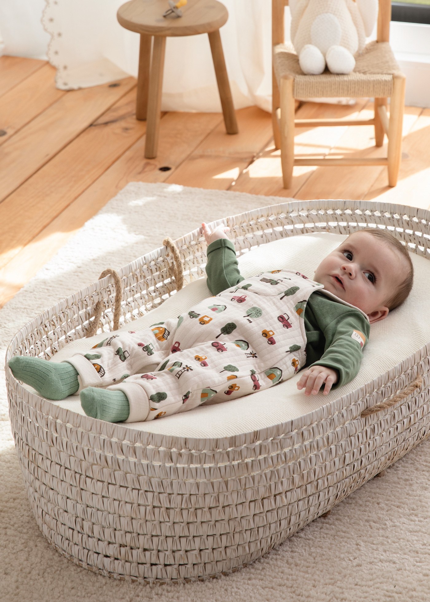 Newborn Boy Print Dungarees and T-Shirt Set