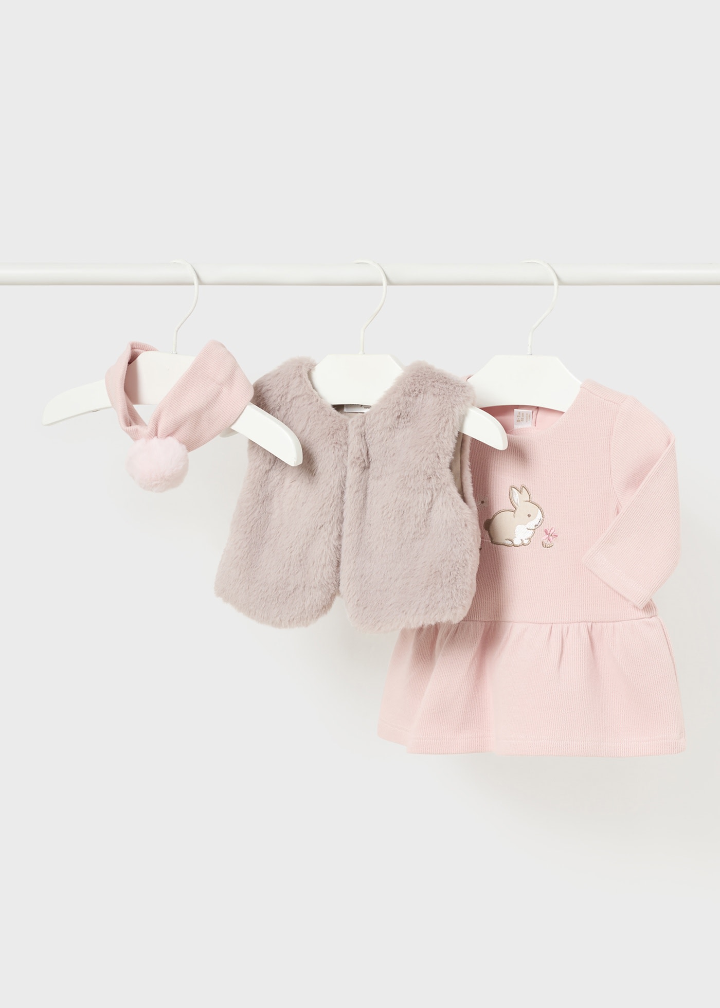 Newborn Girl 3 Piece Set with Faux Fur Vest