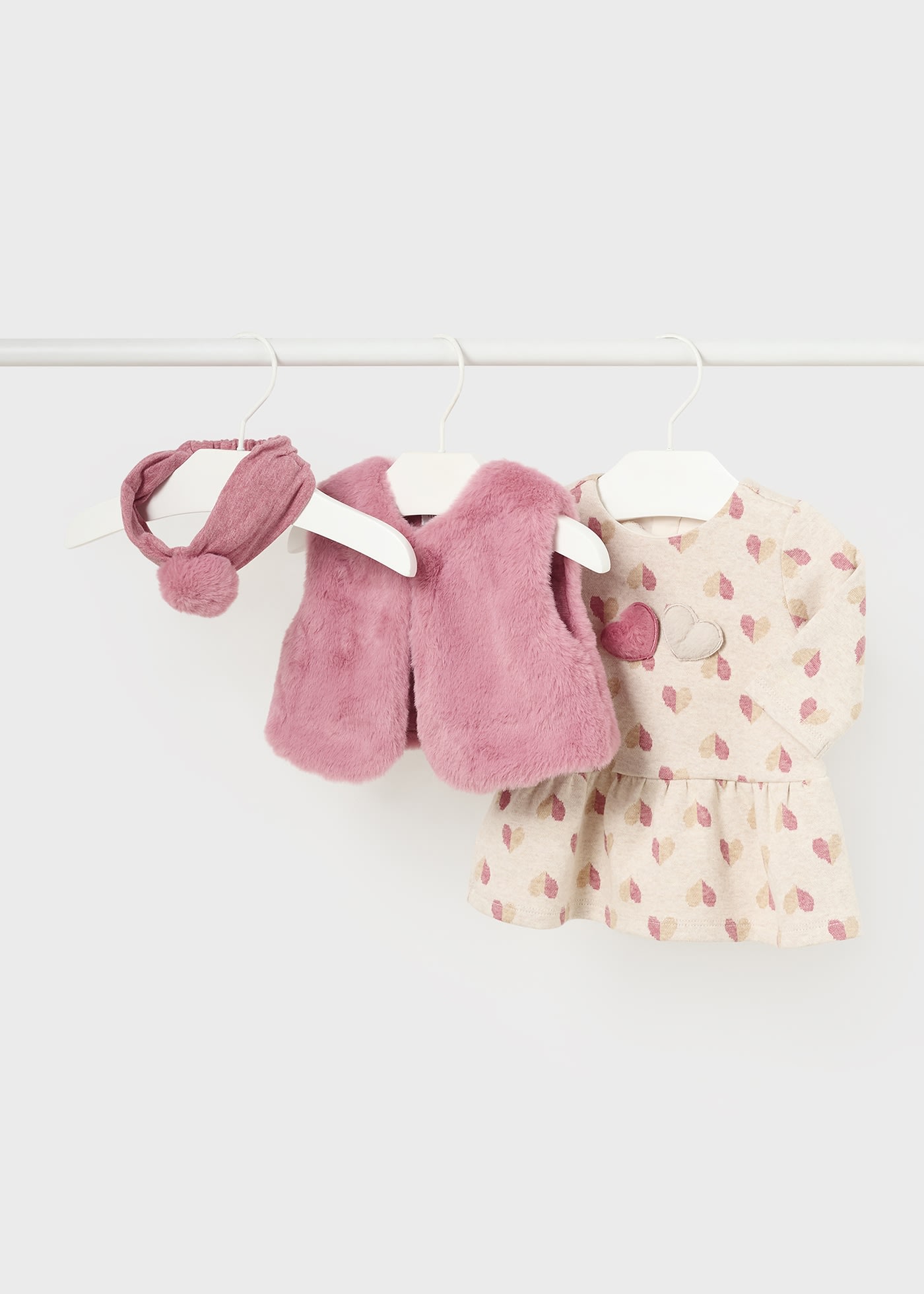 Newborn Girl 3 Piece Set with Faux Fur Vest