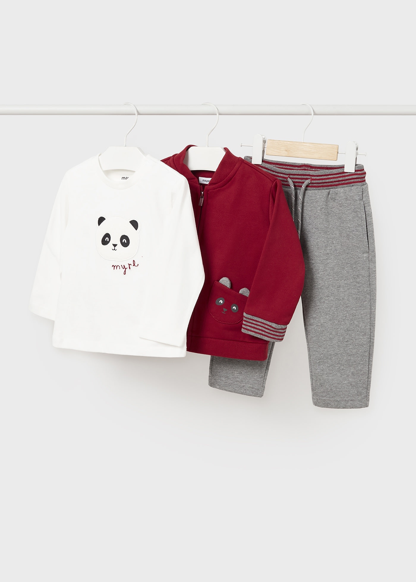 Tracksuit with t-shirt panda motif for baby