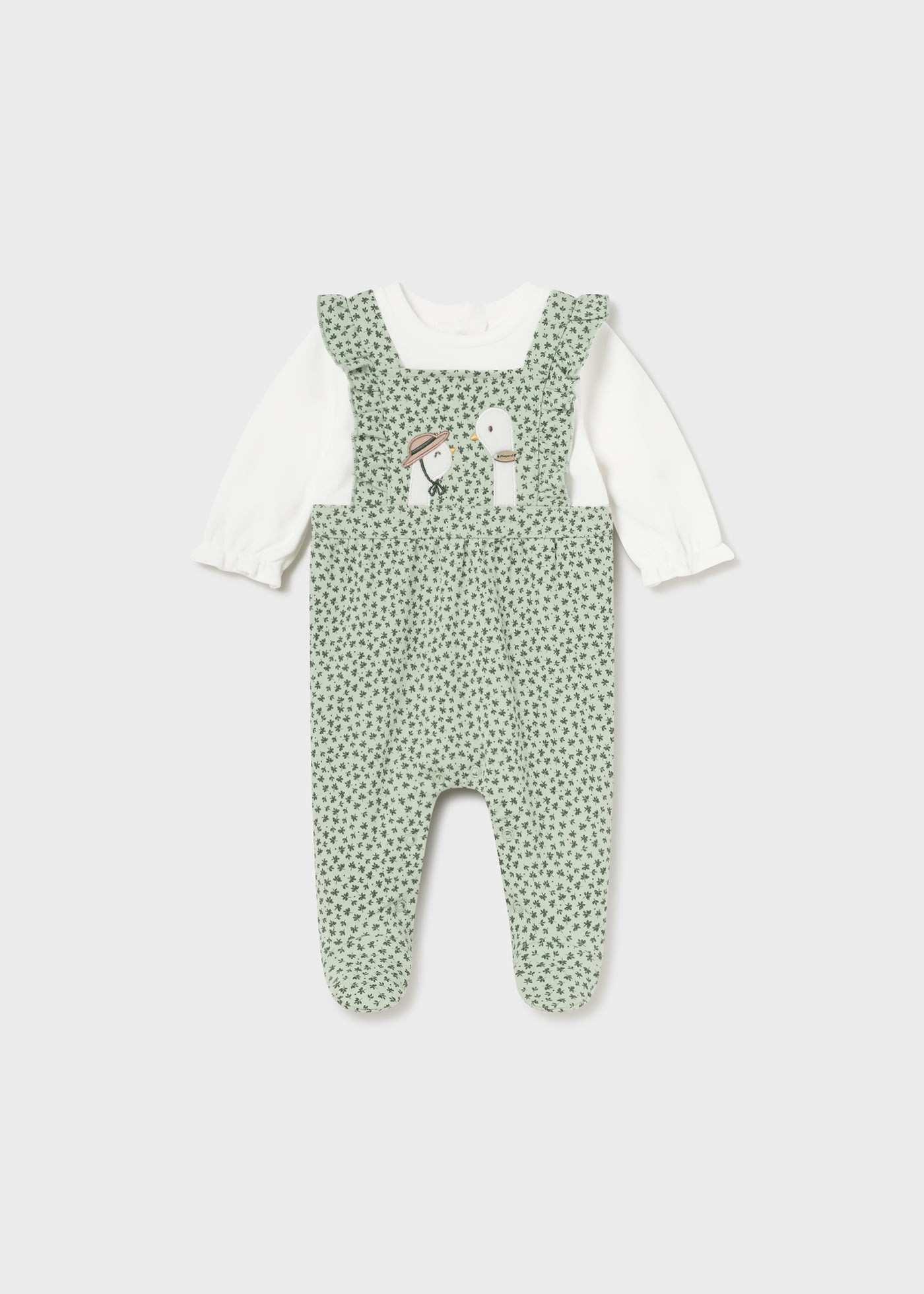 Newborn Goose Print Dungarees Romper